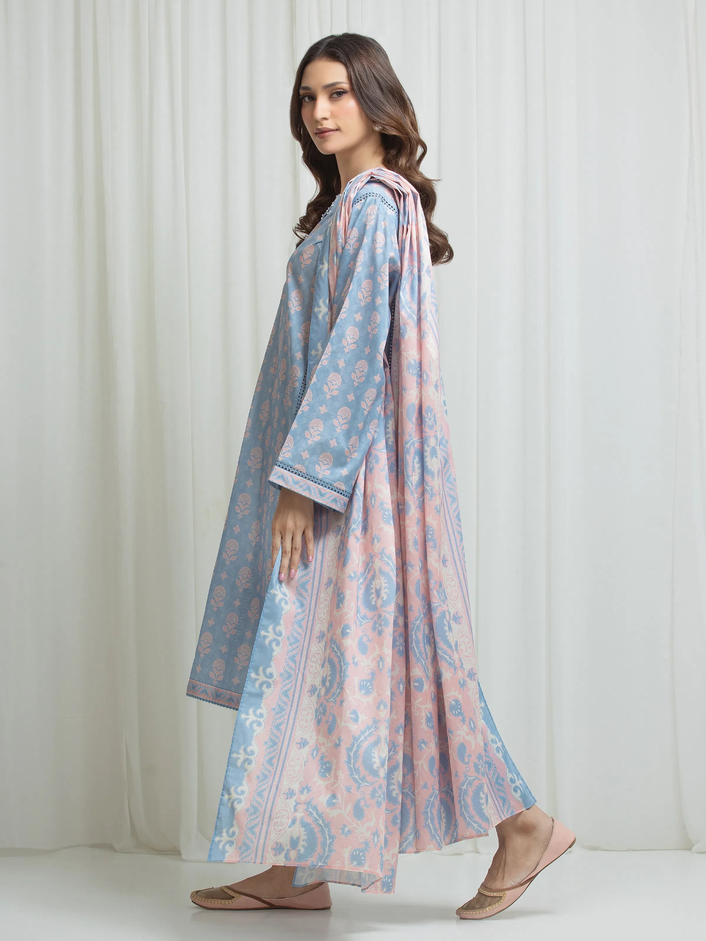 Printed Lawn Suit - EWU6A1-36655-3P - Image 5