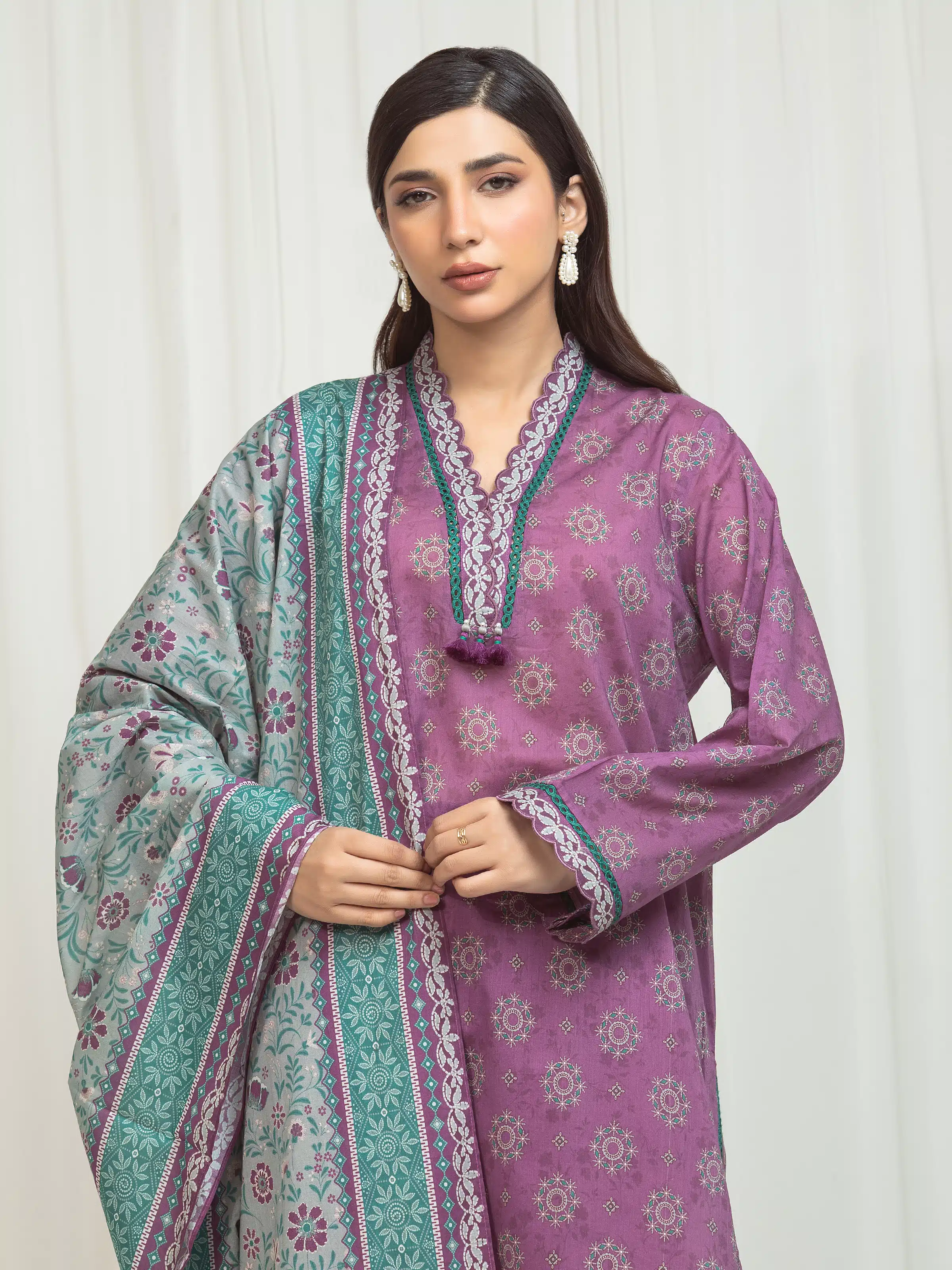 Printed Lawn Suit - EWU6A1-36662-3P - Image 2