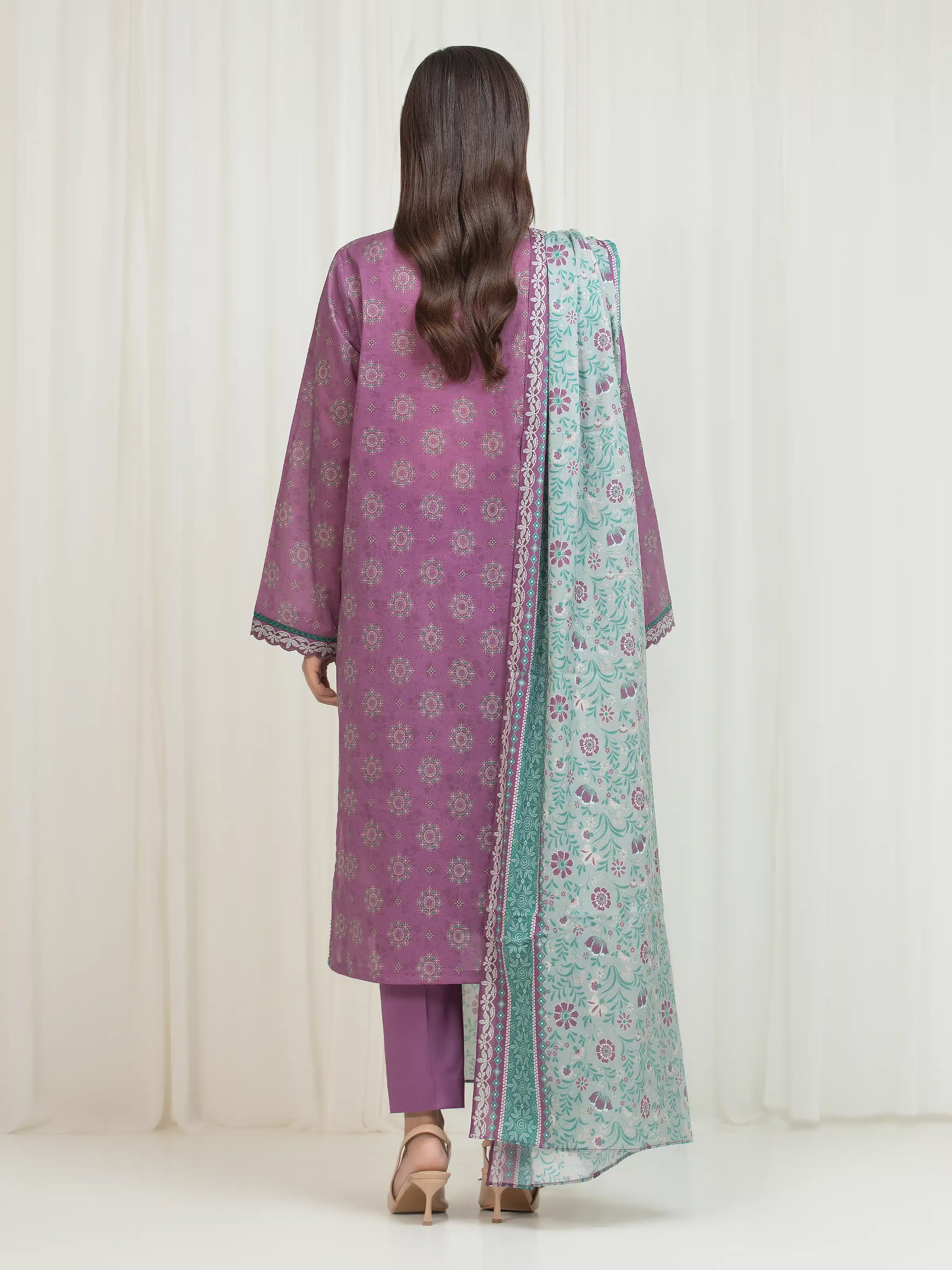 Printed Lawn Suit - EWU6A1-36662-3P - Image 5