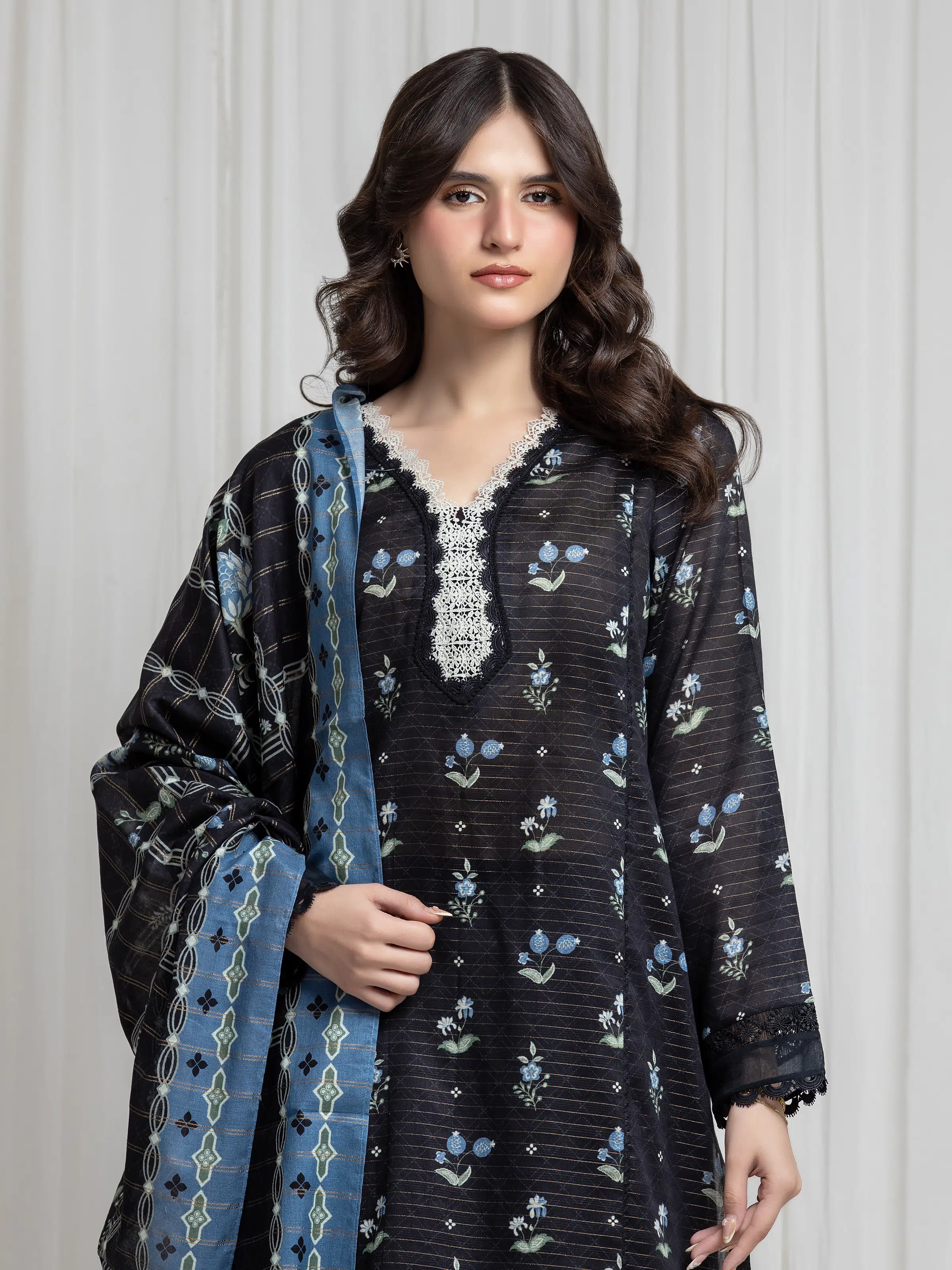 Printed Zari Lawn Suit - EWU6M6-061-3P - Image 2