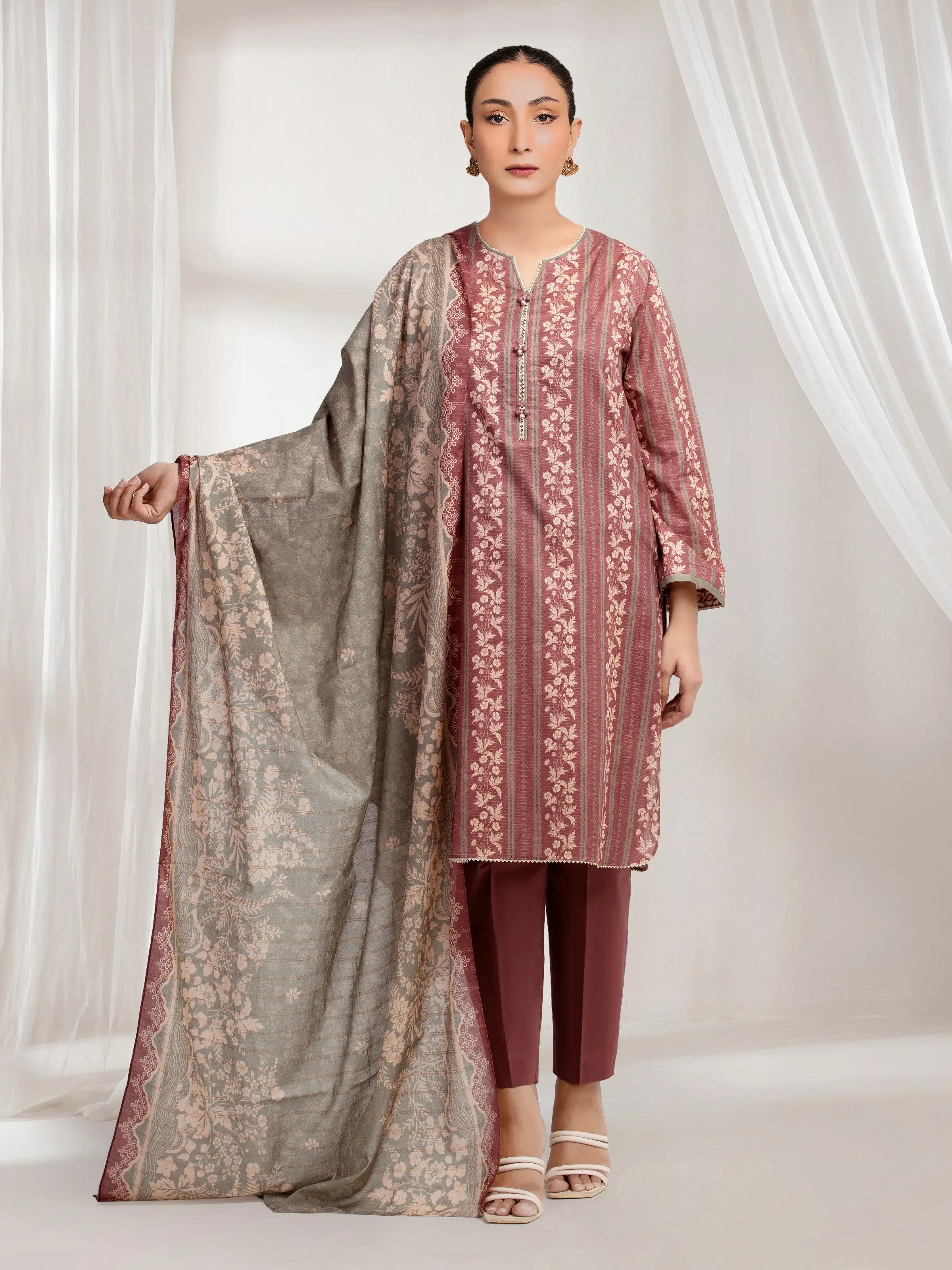 Printed Zari Lawn Suit - EWU6M6-068-3P