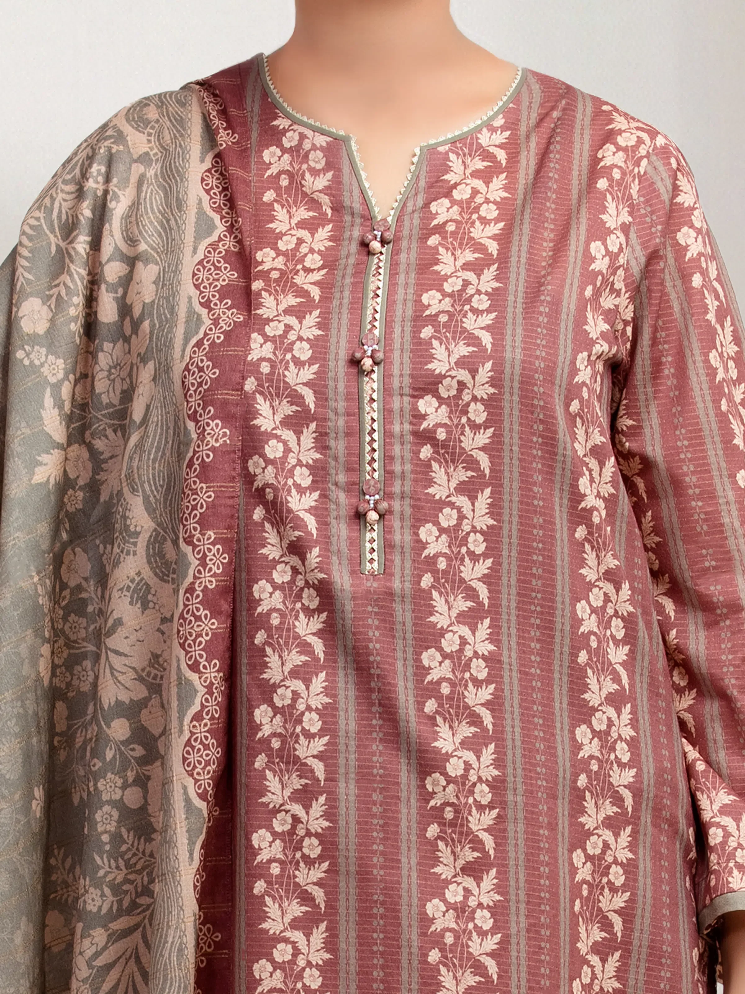 Printed Zari Lawn Suit - EWU6M6-068-3P - Image 3