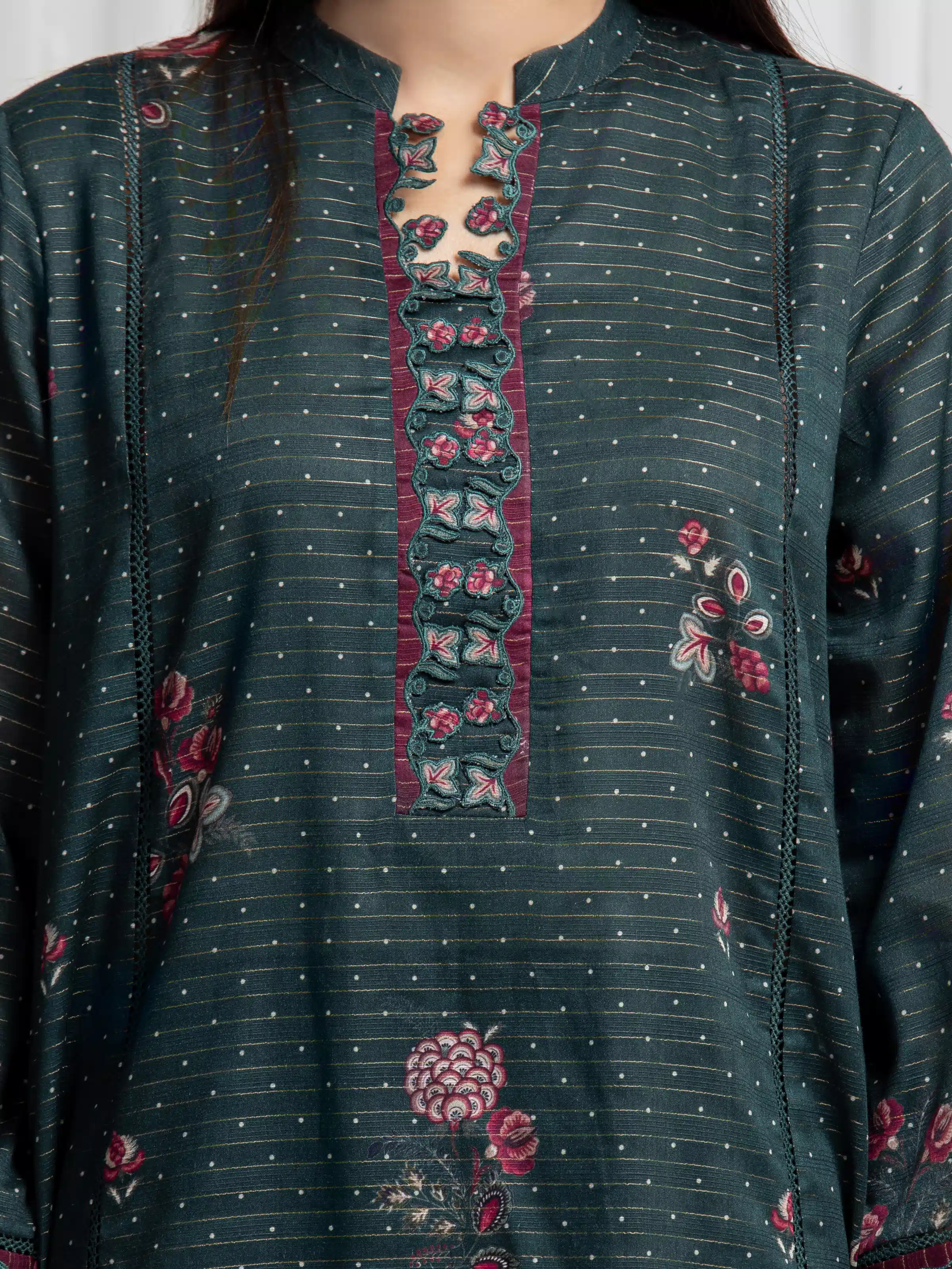 Printed Zari Lawn Suit - EWU6M6-072-3P - Image 3