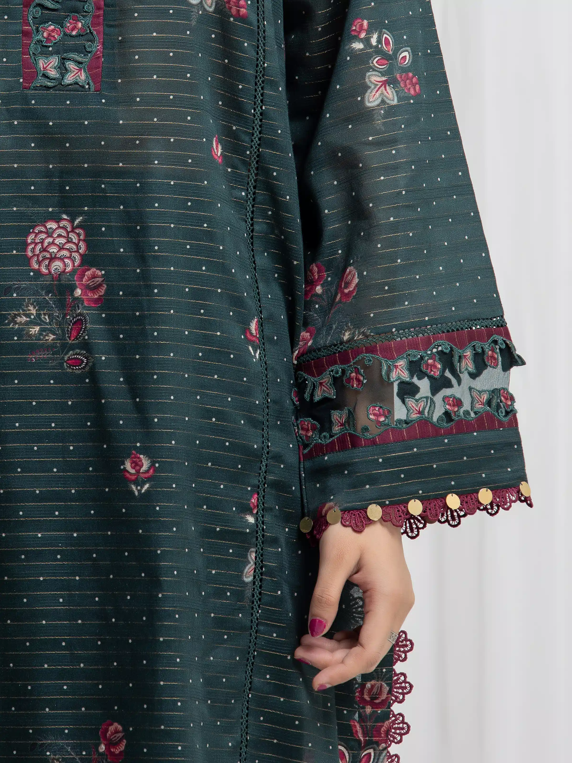 Printed Zari Lawn Suit - EWU6M6-072-3P - Image 4