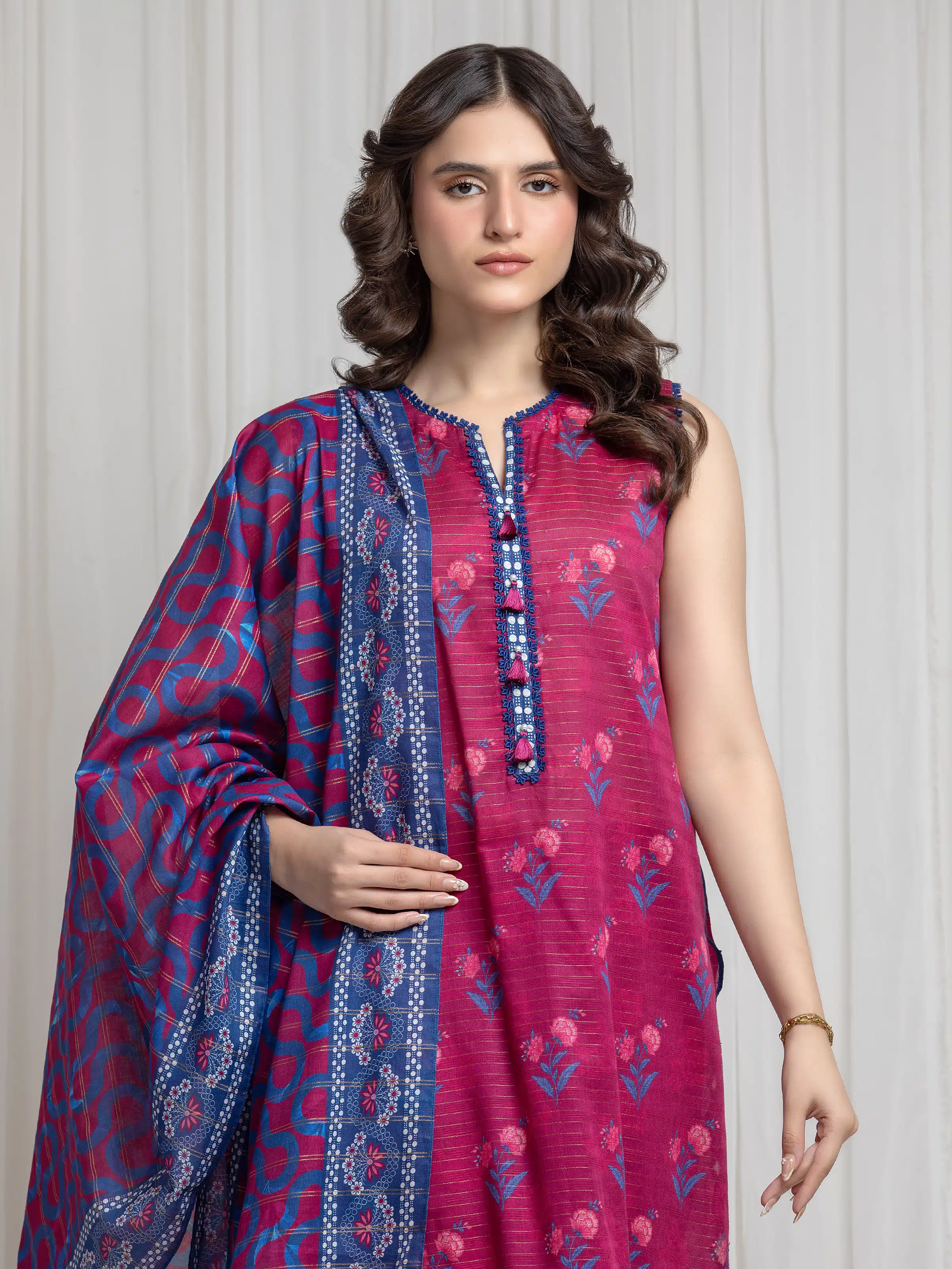 Printed Zari Lawn Suit - EWU6M6-078-3P - Image 2