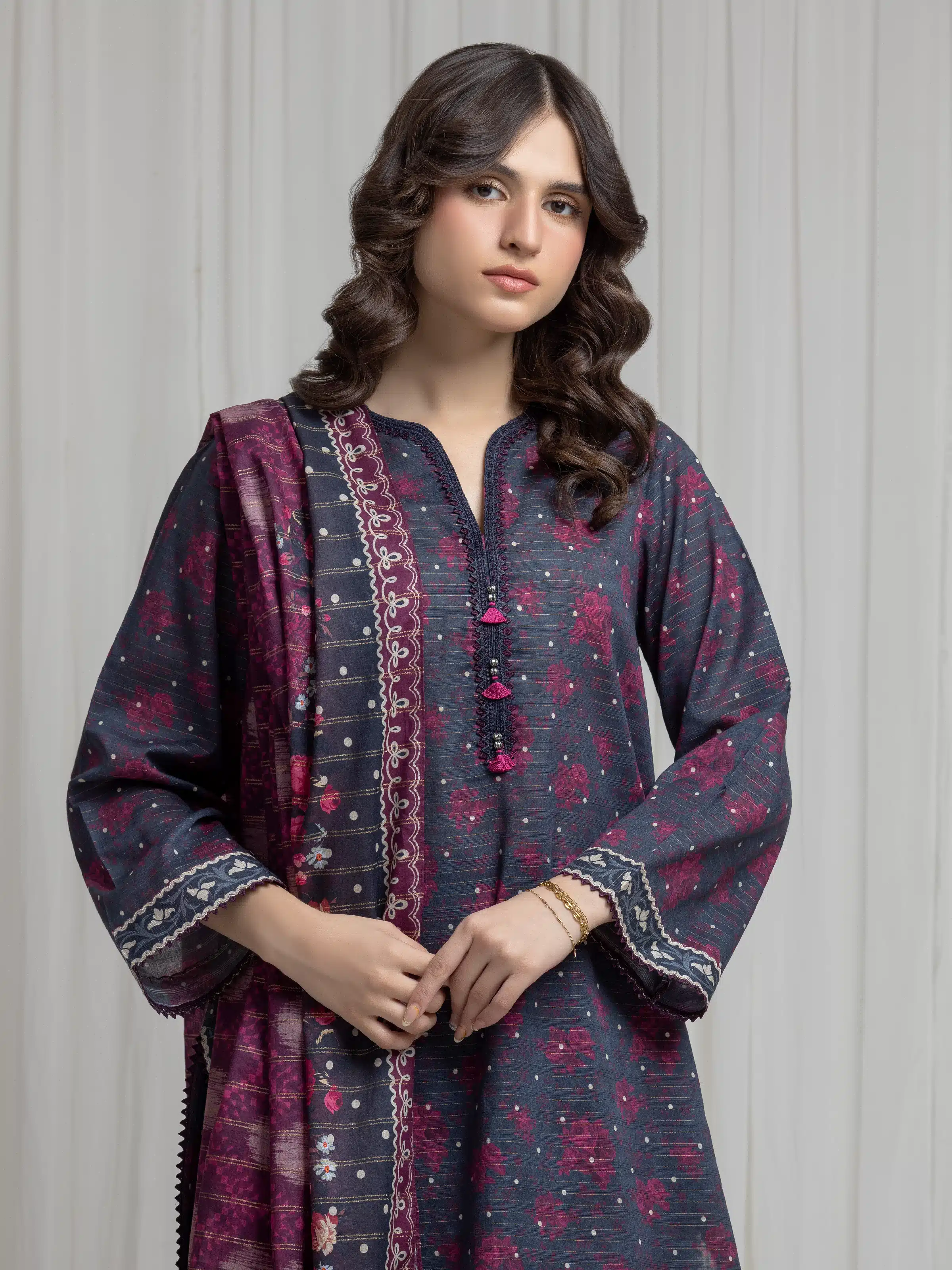 Printed Zari Lawn Suit - EWU6M6-086-3P - Image 2