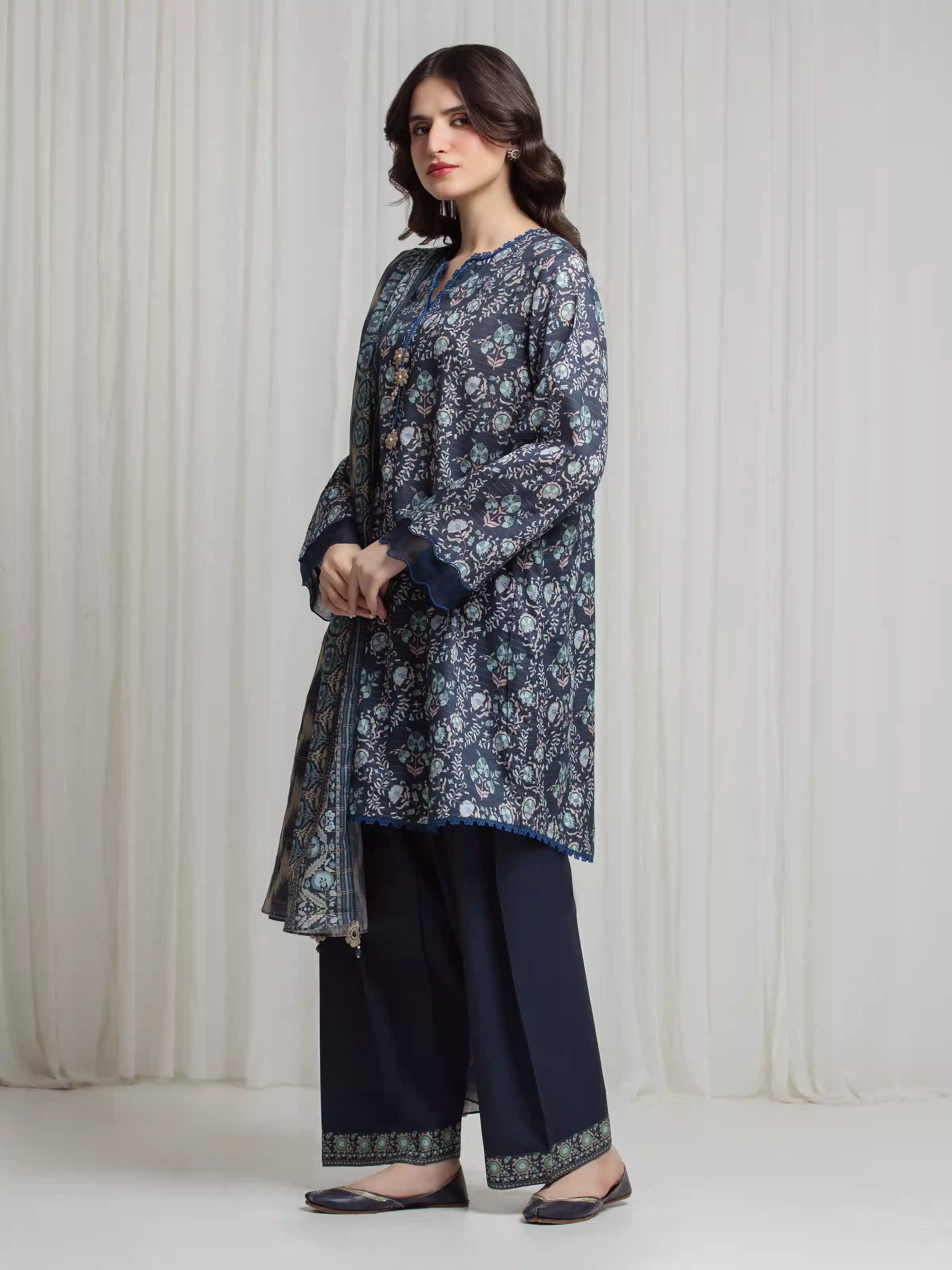 Printed Zari Lawn Suit - EWU6M6-087-3P - Image 4