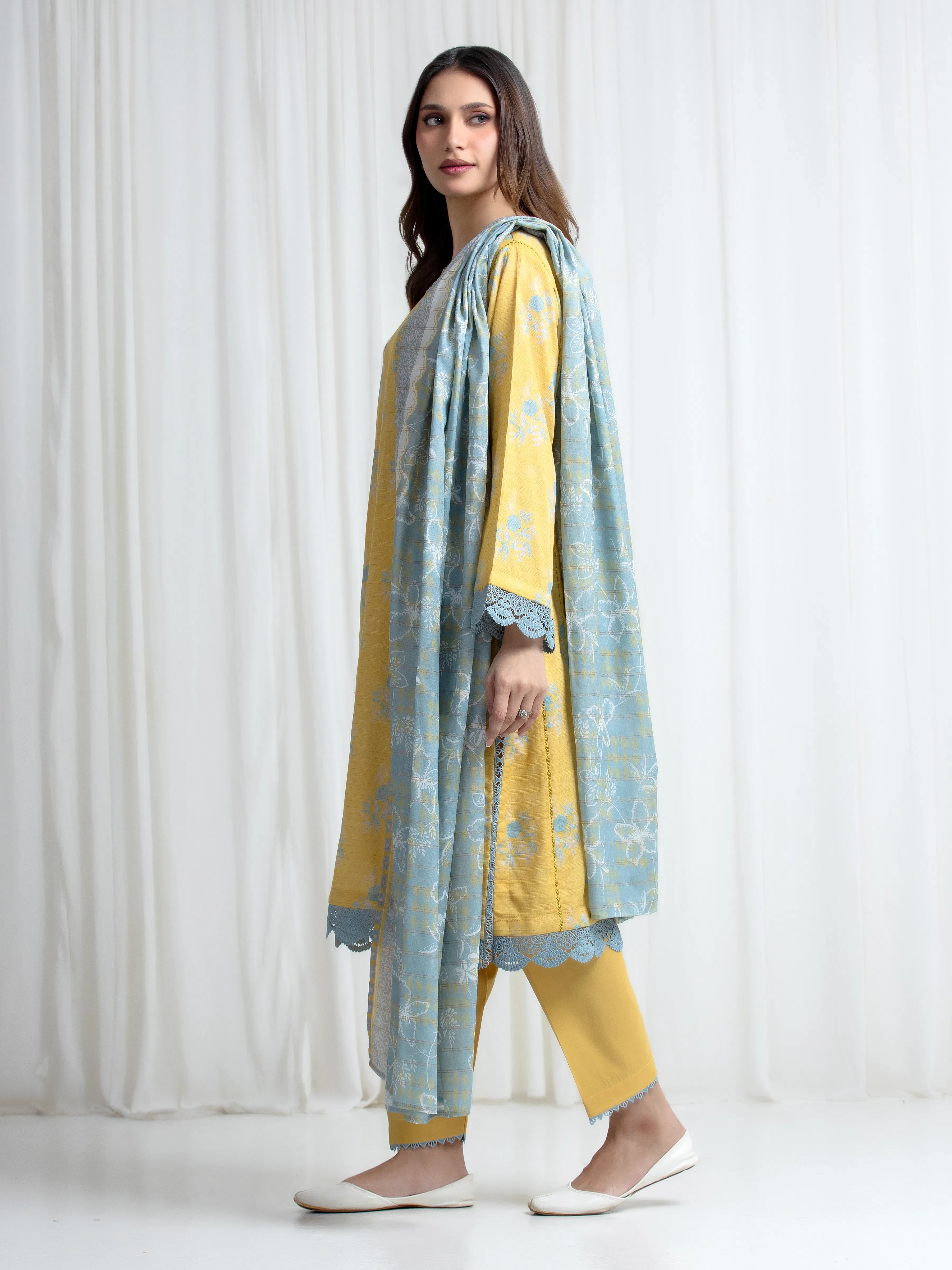 Printed Zari Lawn Suit - EWU6M6-088-3P - Image 5