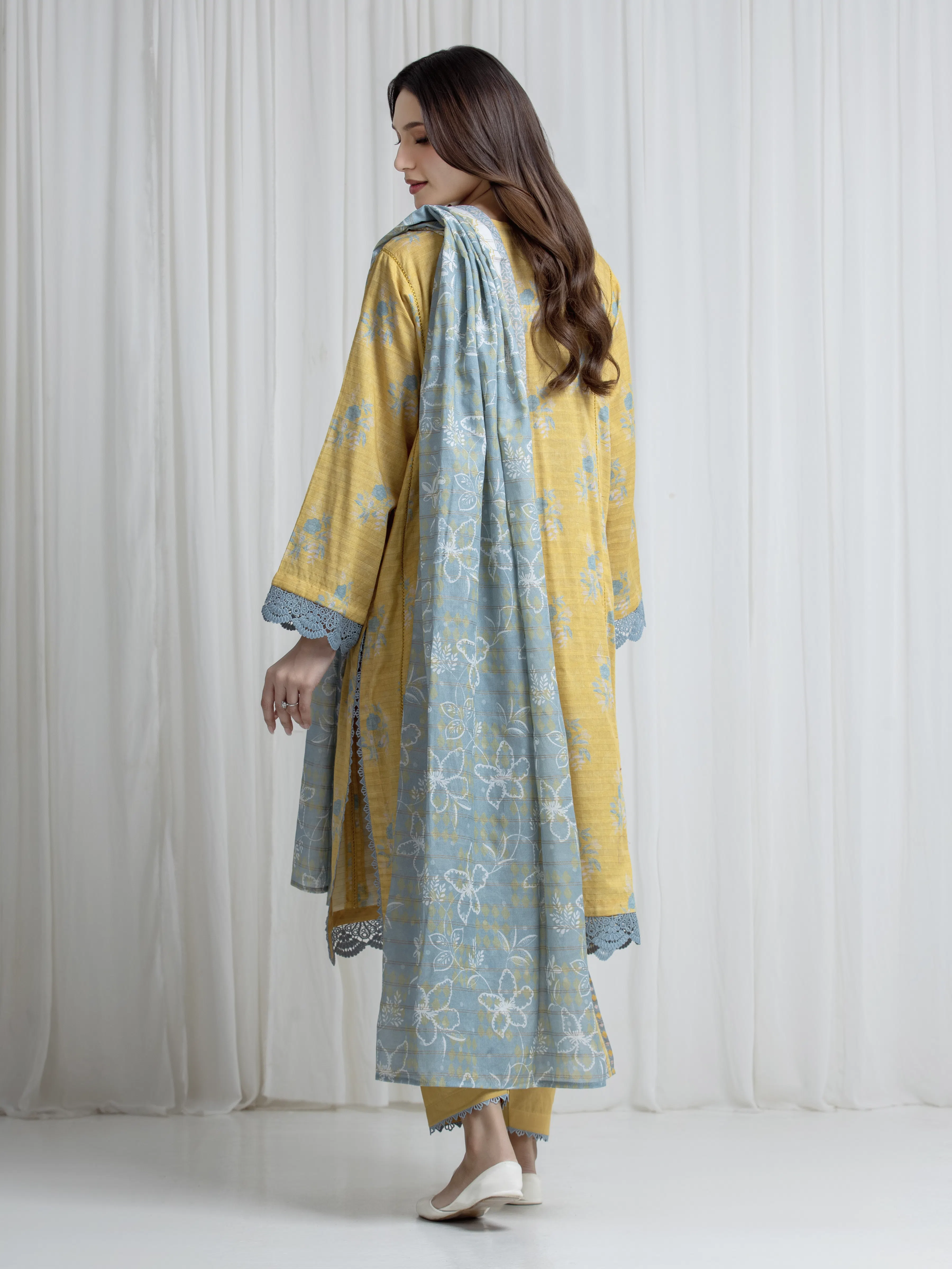 Printed Zari Lawn Suit - EWU6M6-088-3P - Image 6