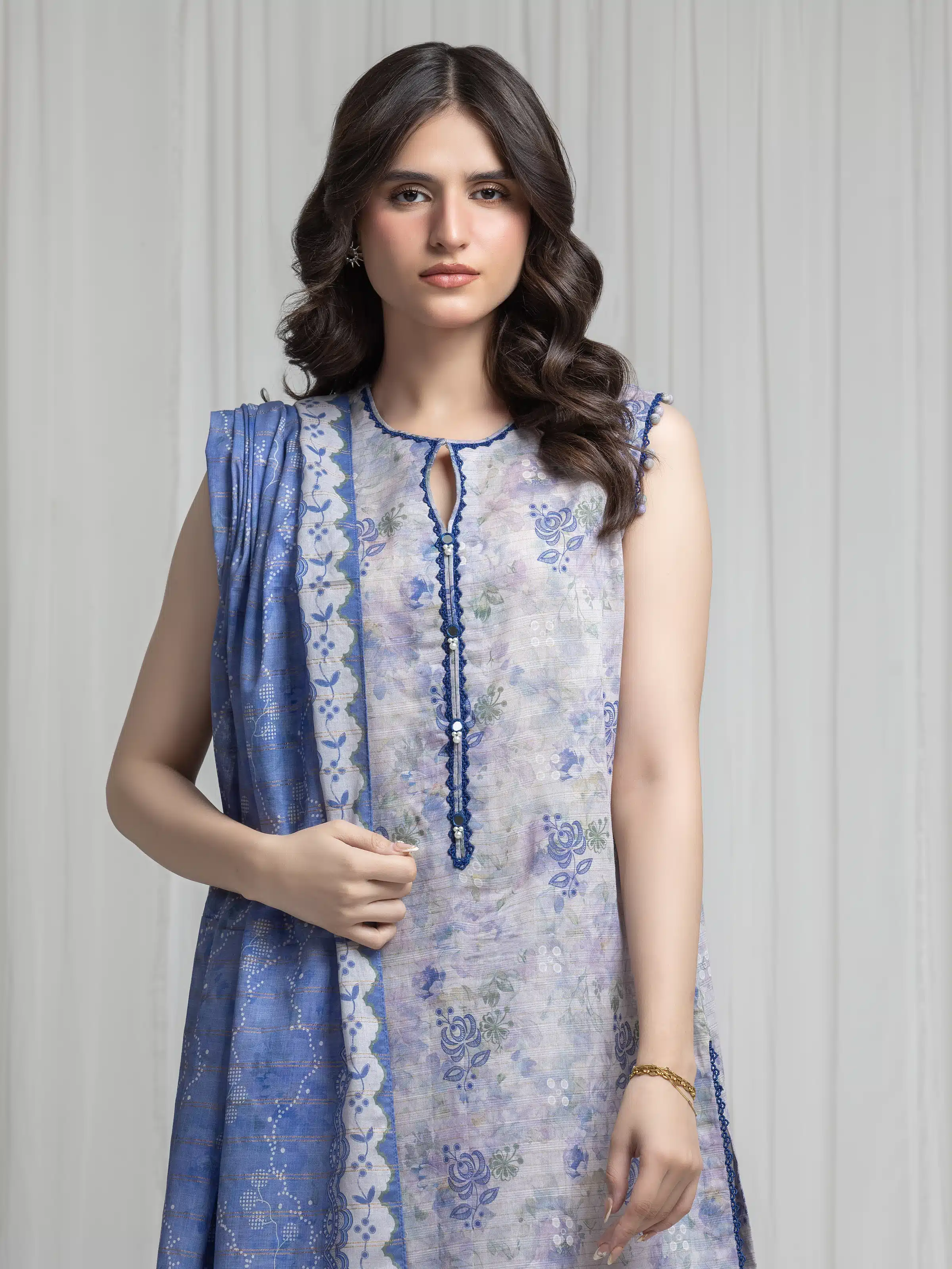 Printed Zari Lawn Suit - EWU6M6-091-3P - Image 2