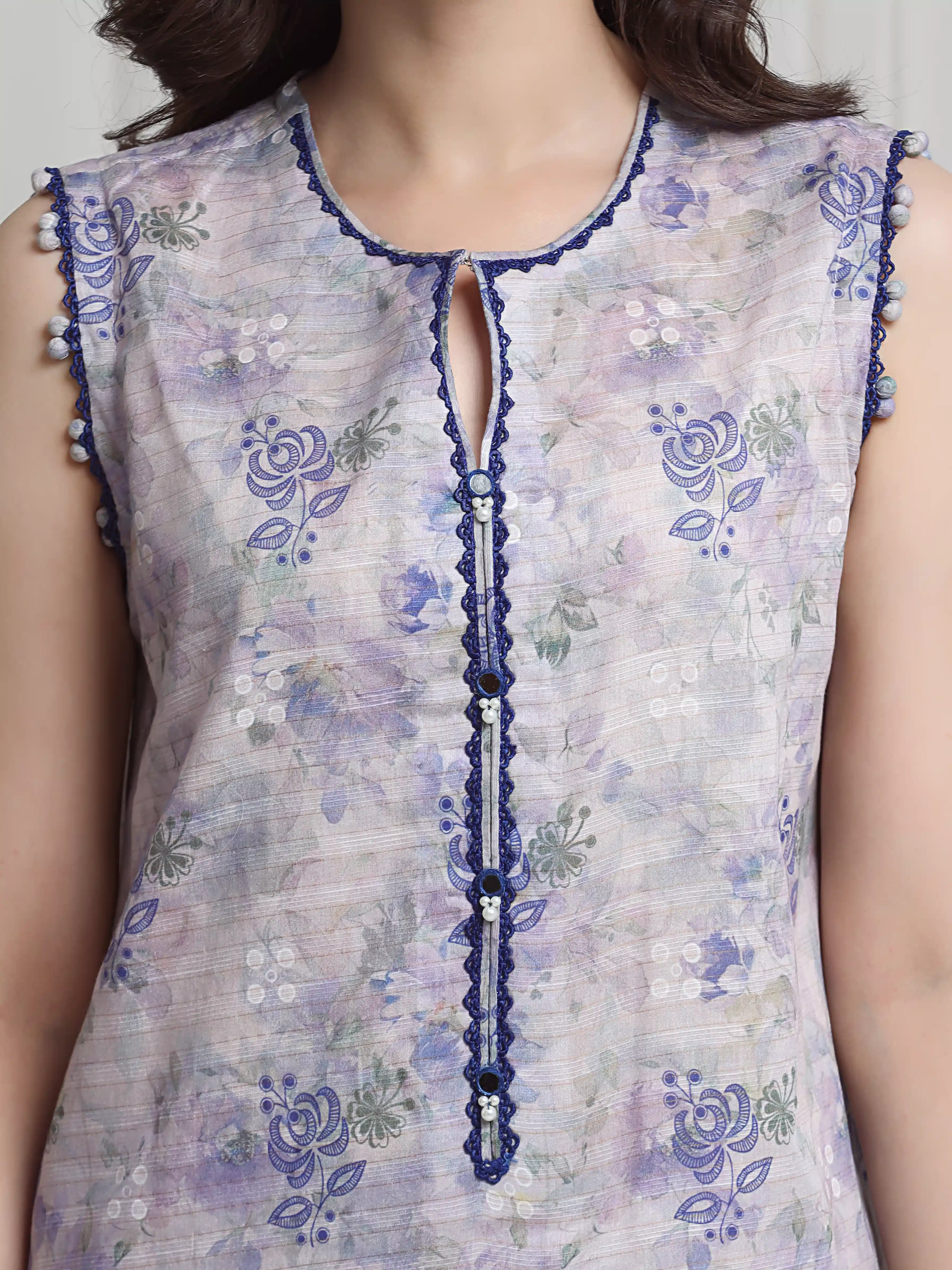 Printed Zari Lawn Suit - EWU6M6-091-3P - Image 3