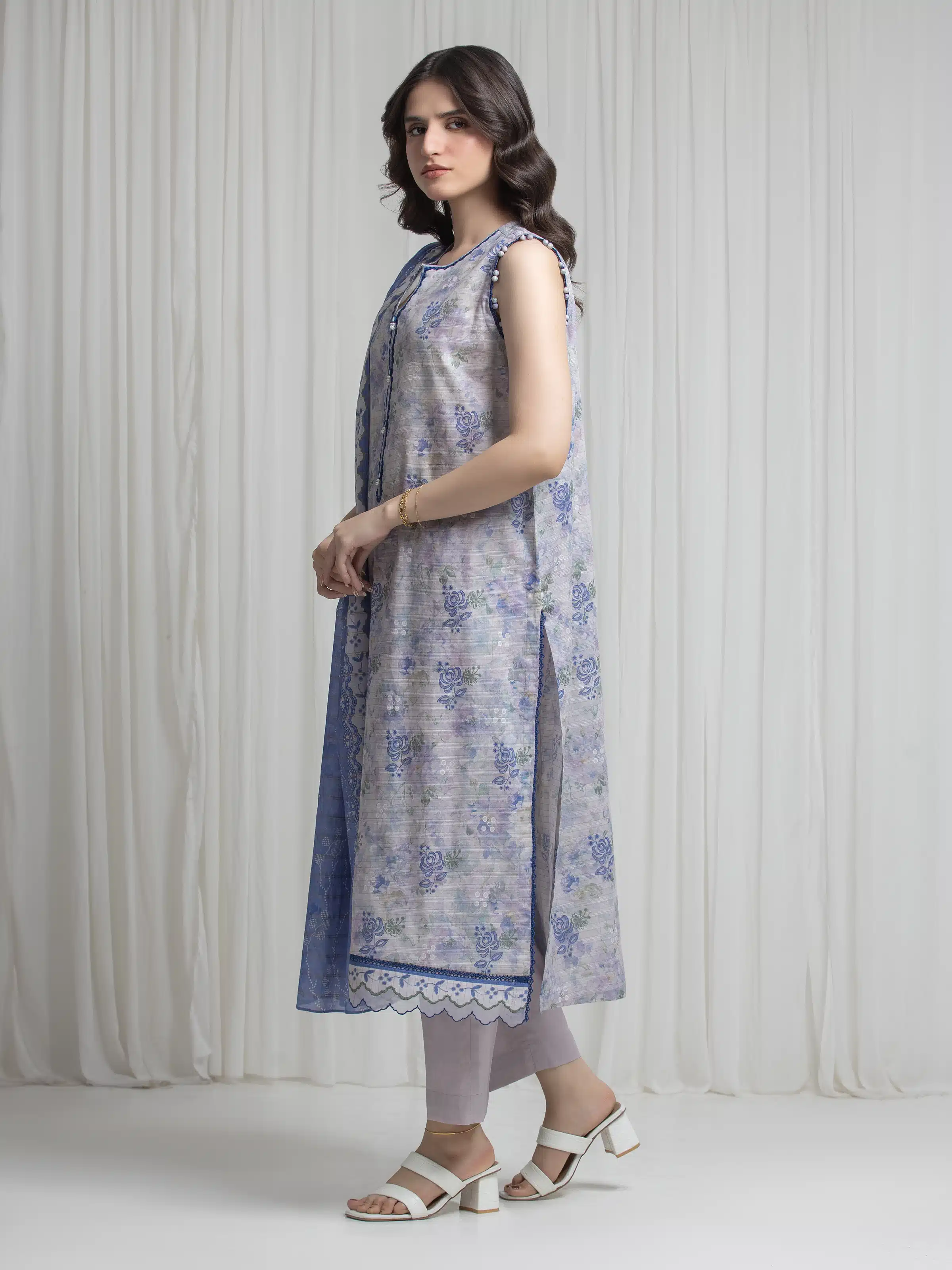 Printed Zari Lawn Suit - EWU6M6-091-3P - Image 4
