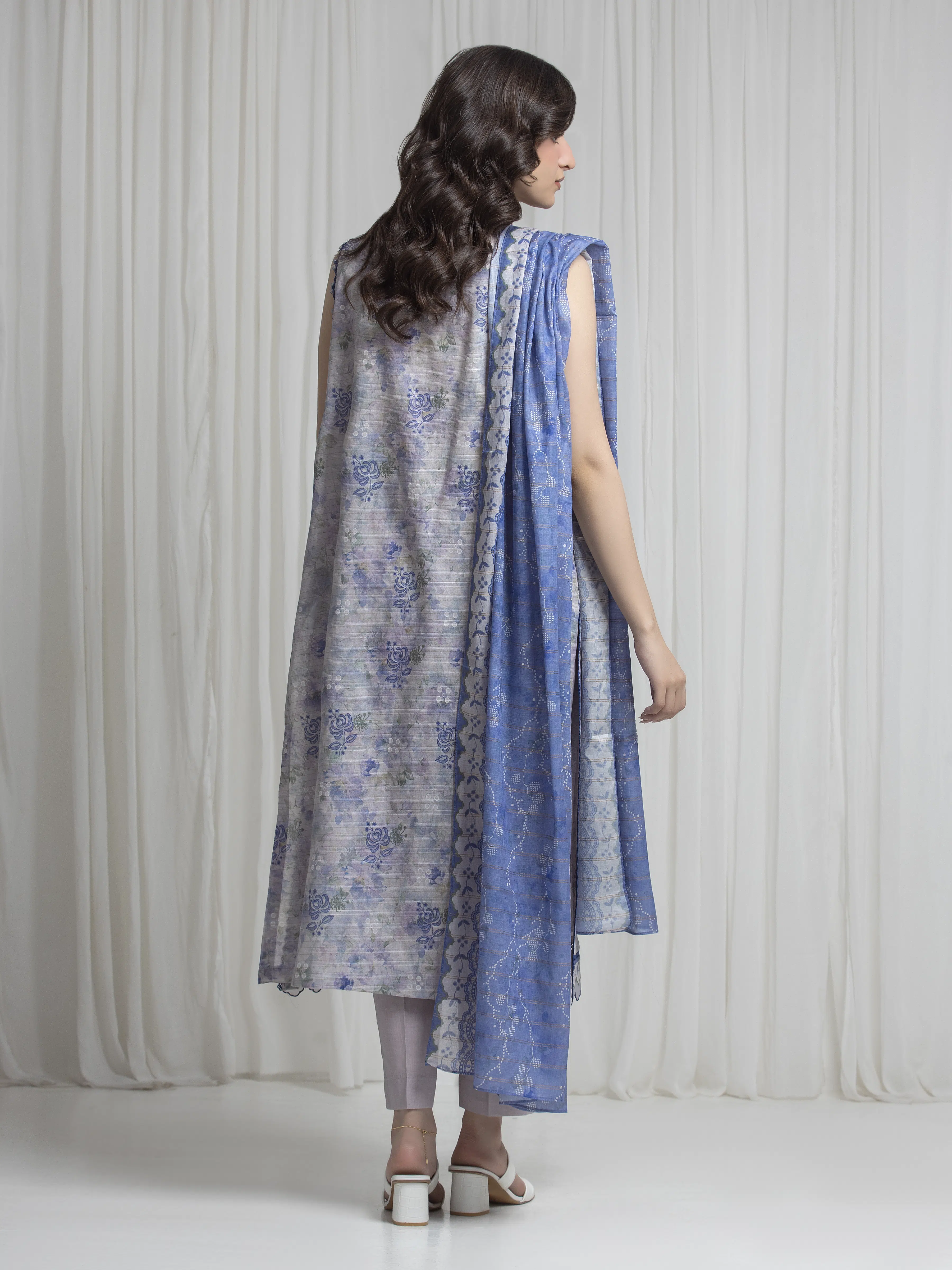 Printed Zari Lawn Suit - EWU6M6-091-3P - Image 5