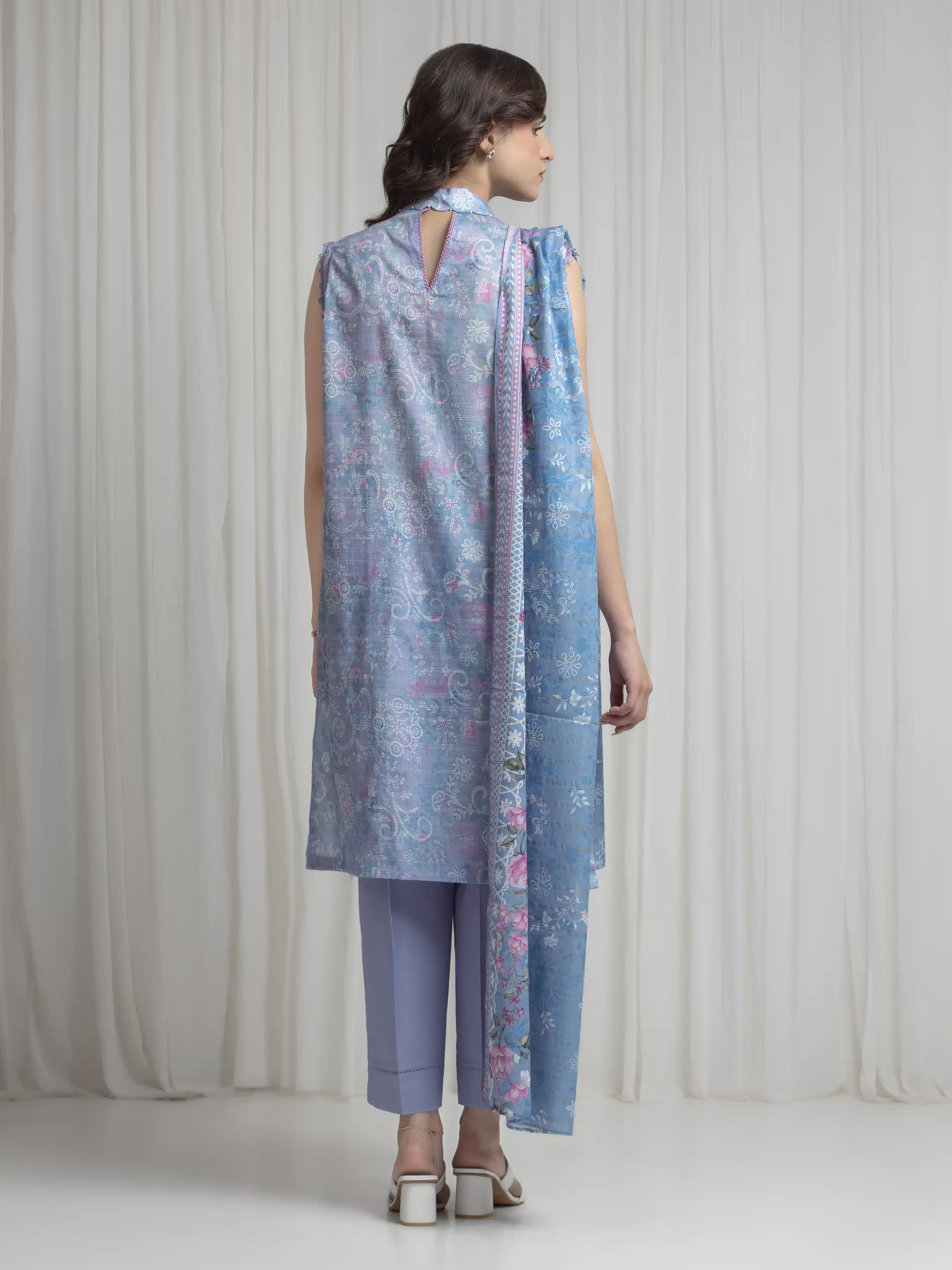 Printed Zari Lawn Suit - EWU6M6-095-3P - Image 5