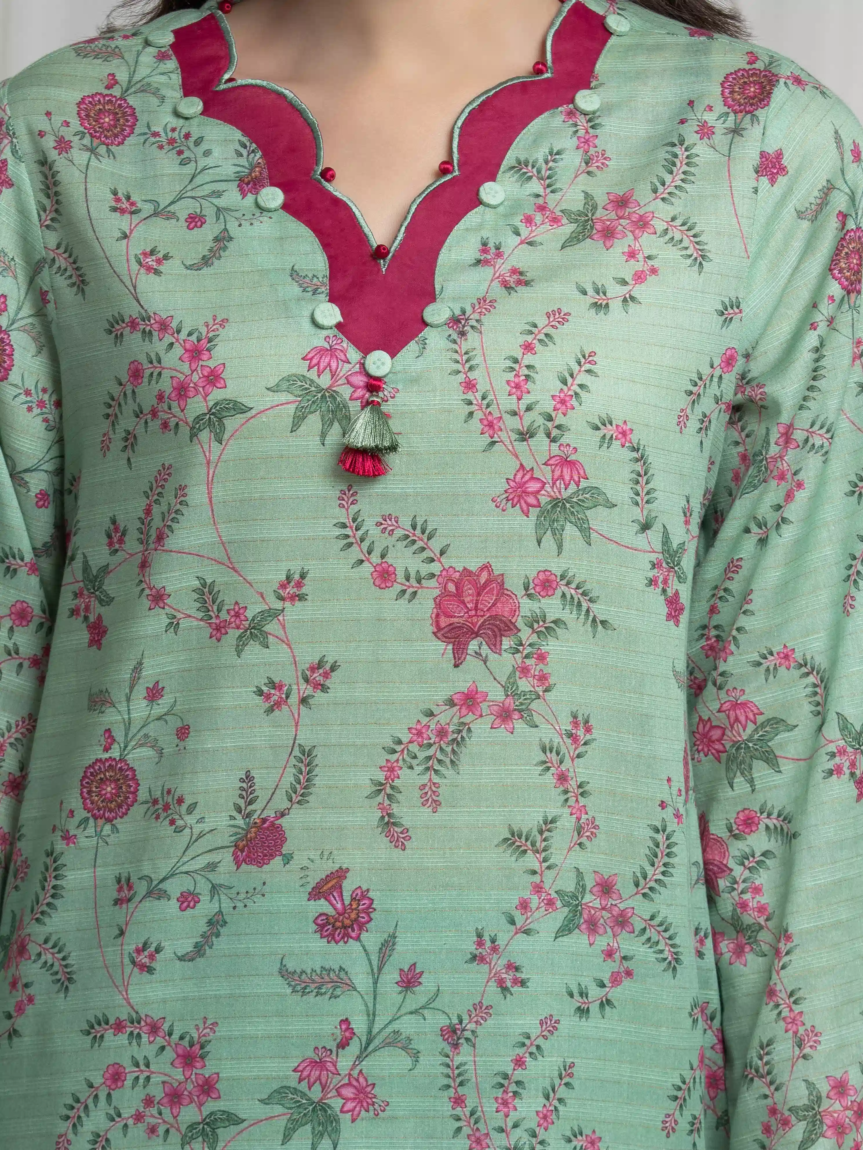 Printed Zari Lawn Suit - EWU6M6-096-3P - Image 4