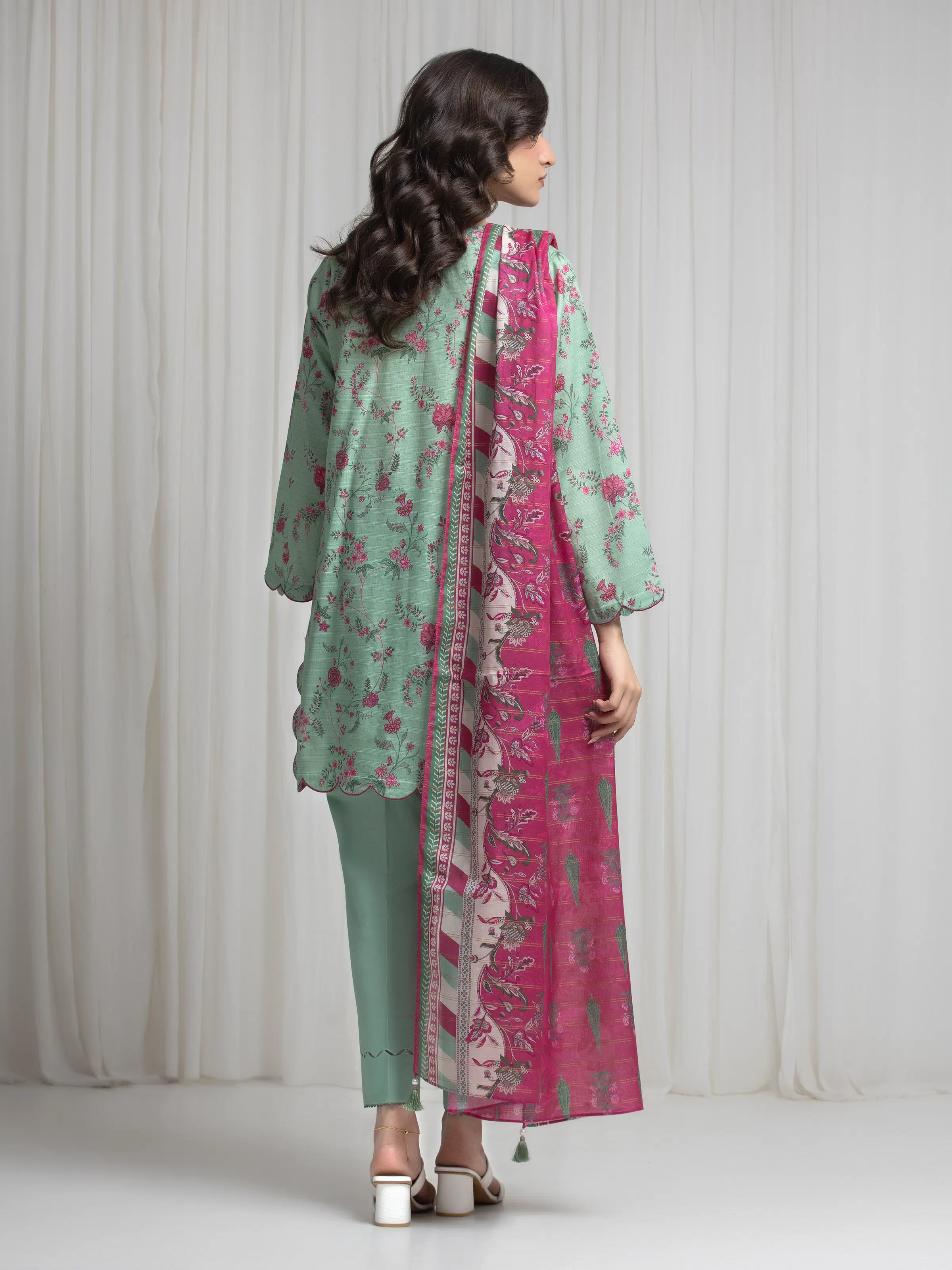 Printed Zari Lawn Suit - EWU6M6-096-3P - Image 6