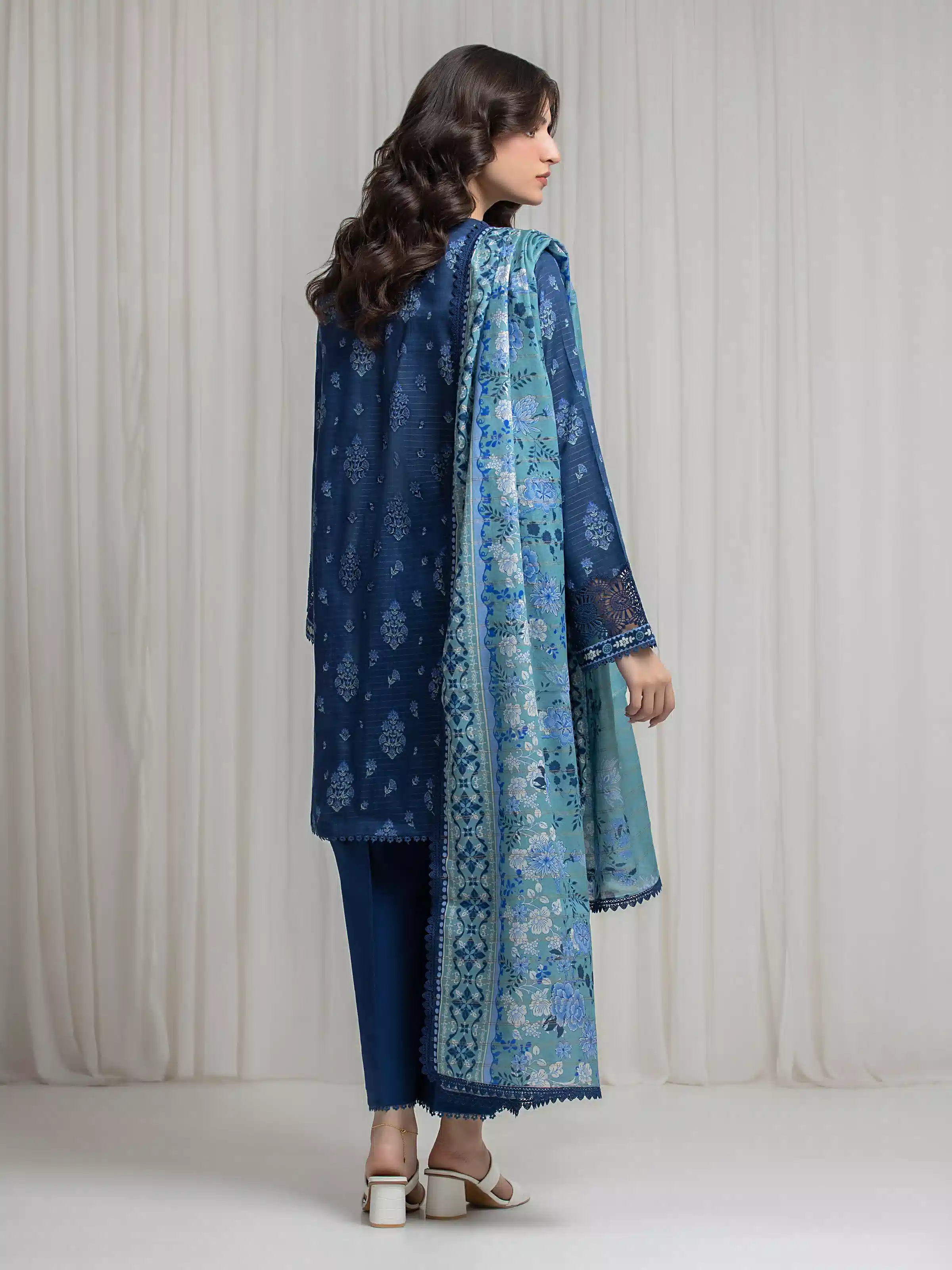 Printed Zari Lawn Suit - EWU6M6-104-3P - Image 6