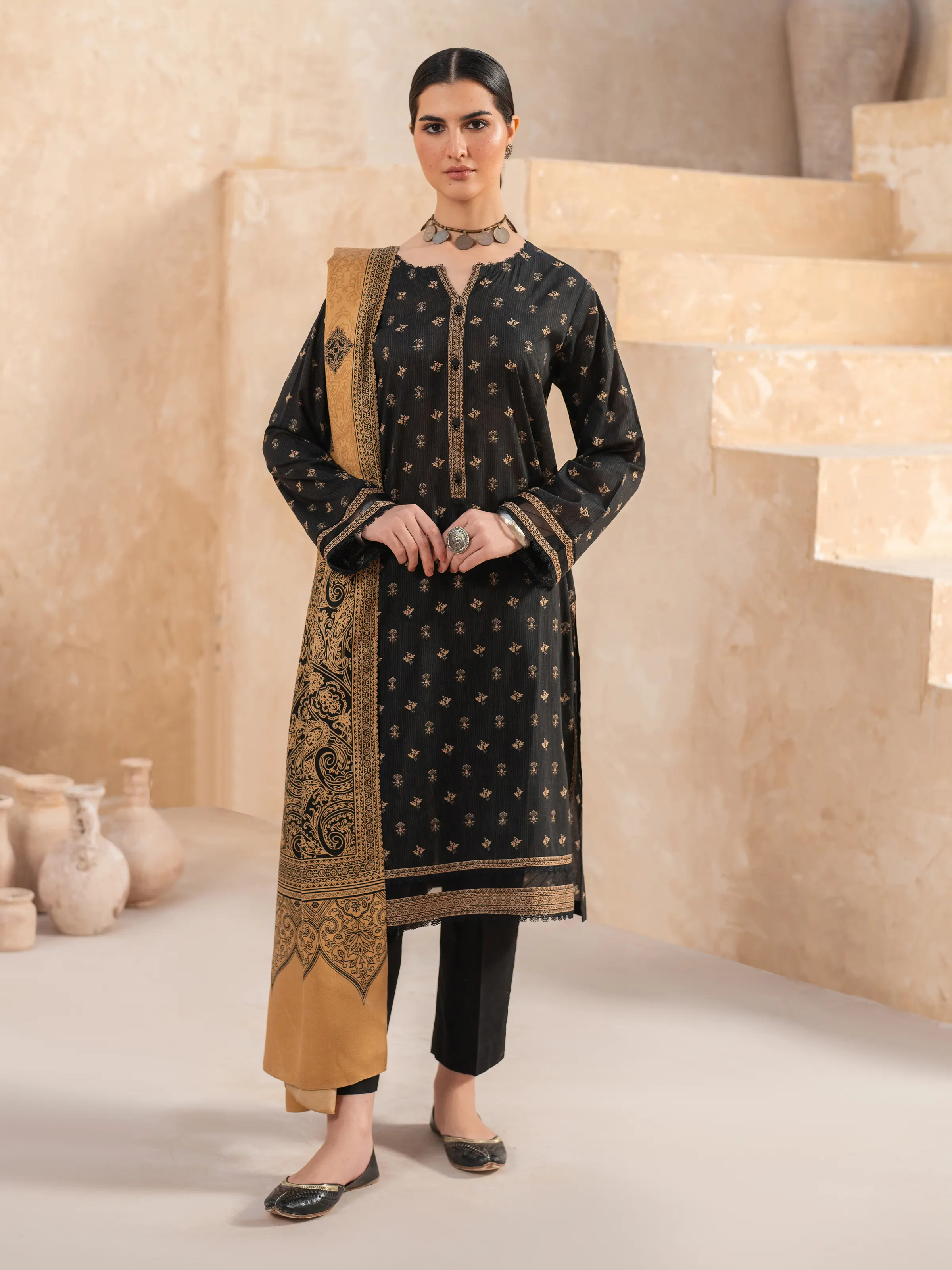 Printed Khaddar Suit - EWU24M3-110 - Image 3