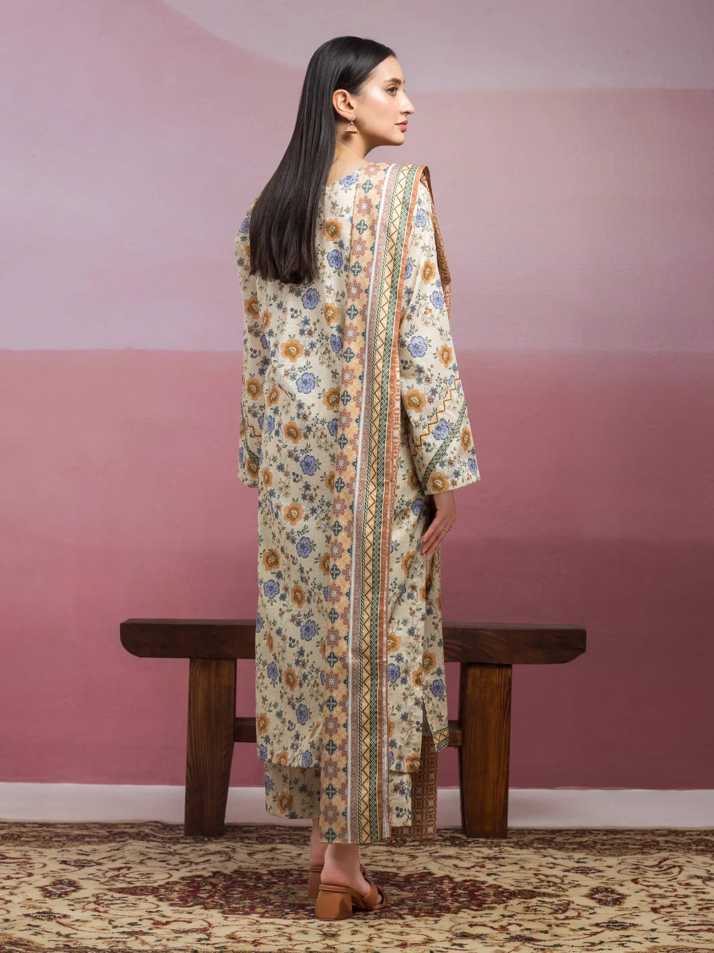Printed Lawn Suit - EWU5A1-35066-3P - Image 2