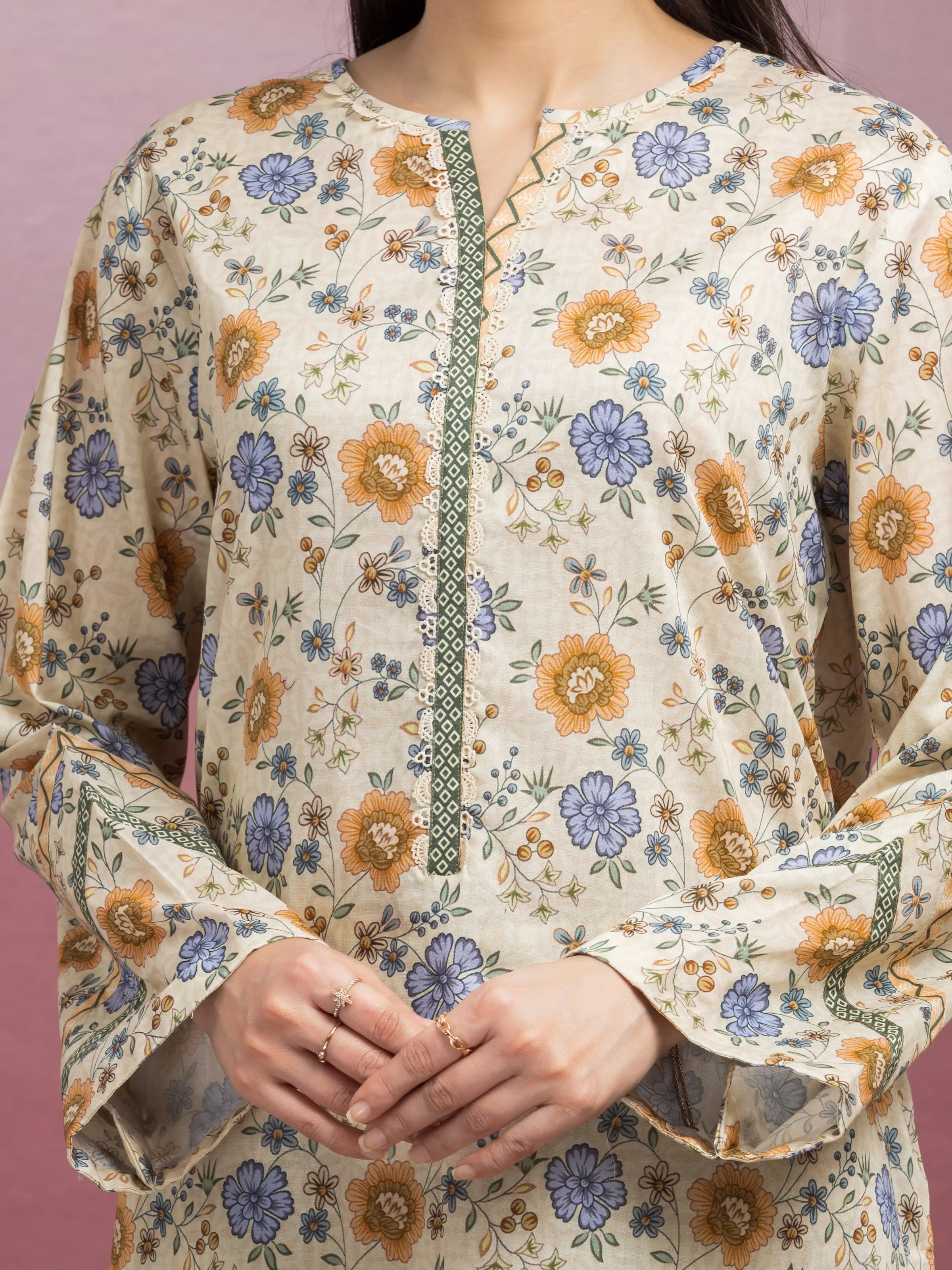 Printed Lawn Suit - EWU5A1-35066-3P - Image 3