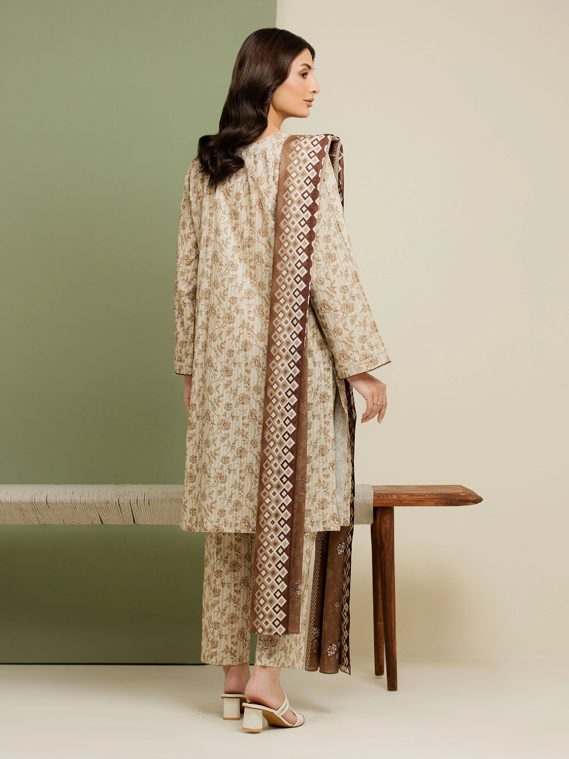 Printed Lawn Suit - EWU5A1-35098-3P - Image 2