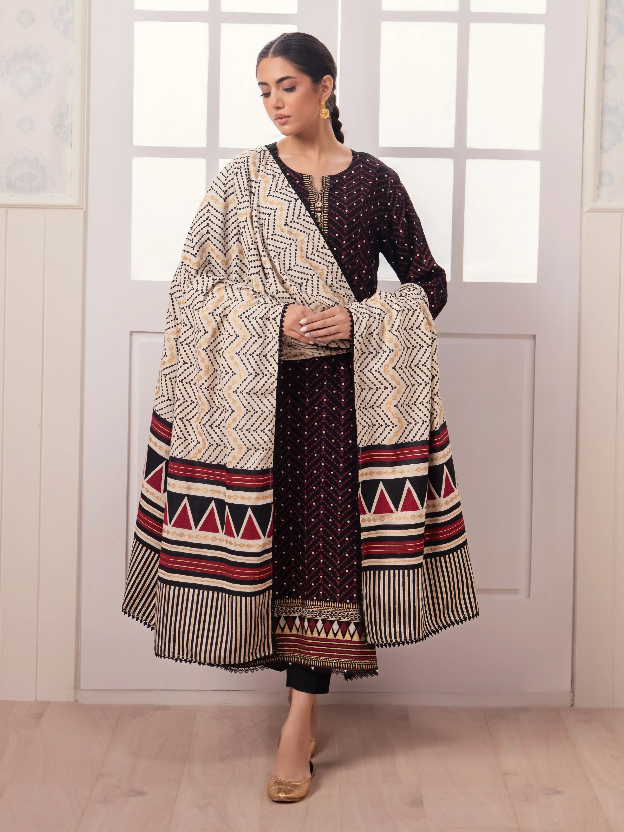 Block Print Cambric Suit - EWU24M1-055 - Image 2