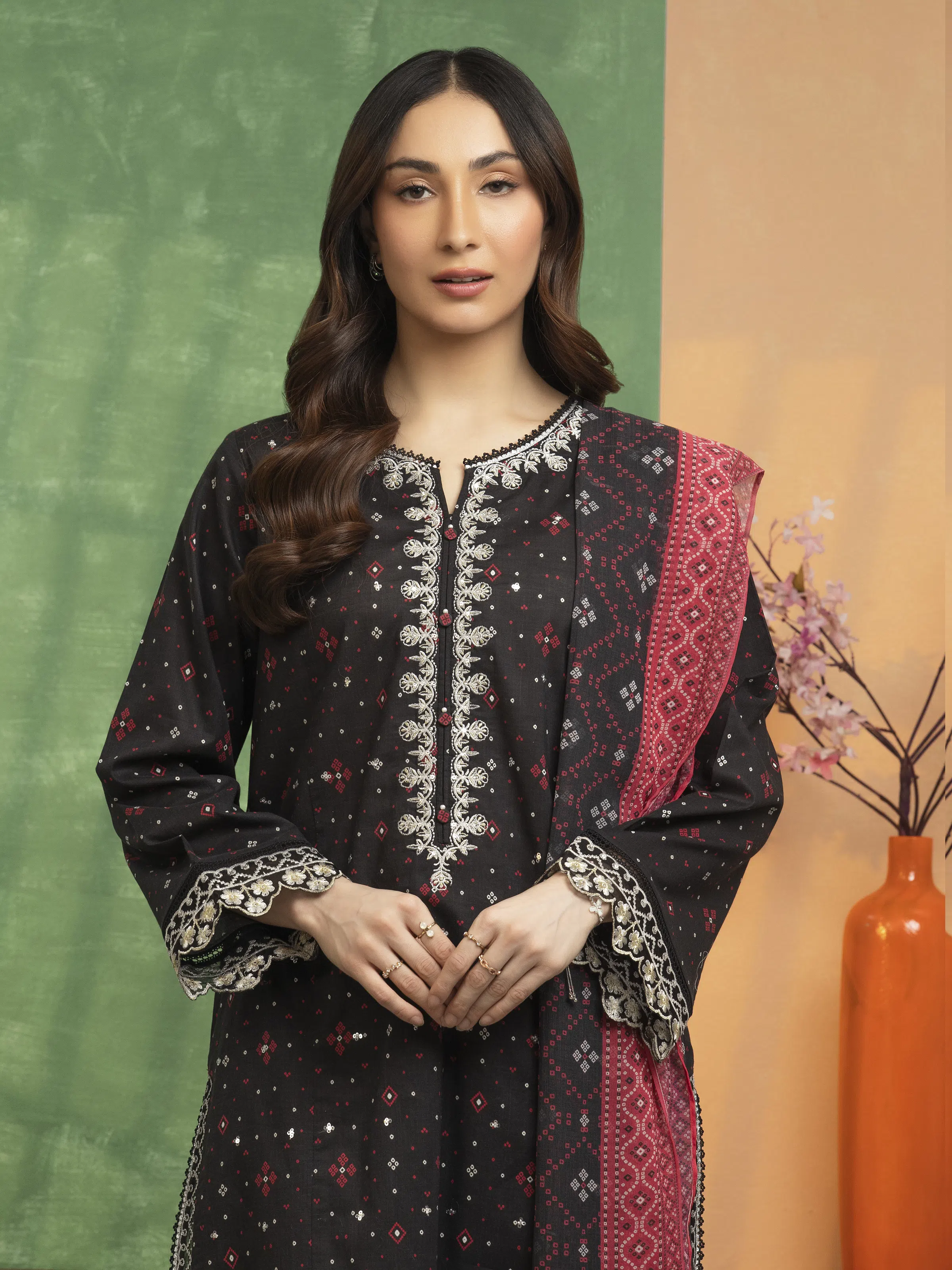 Embroidered Lawn Suit - EWU5V1-31416-3P - Image 2