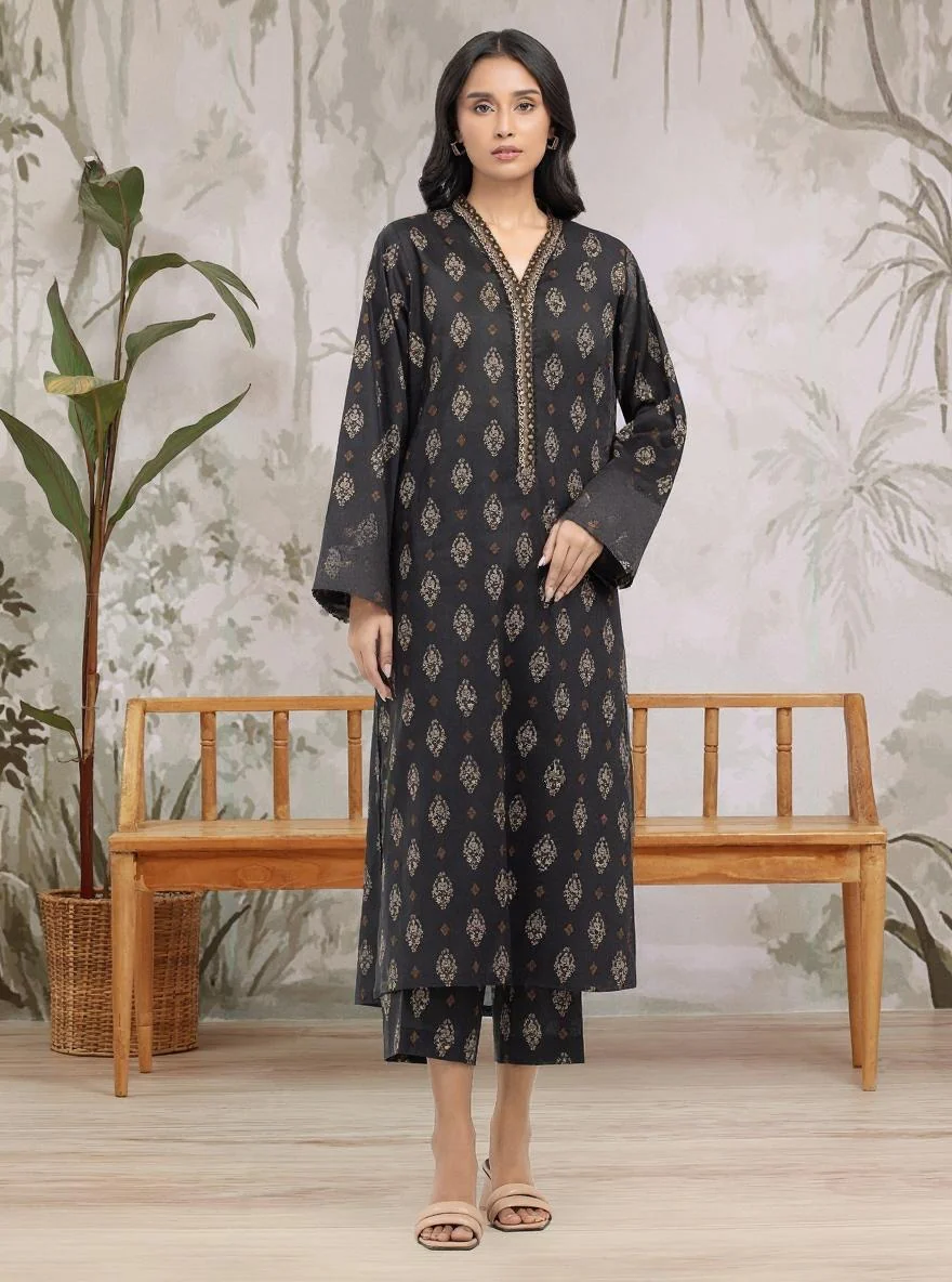 Printed Khaddar Shirt Trouser - EWU24M3-078ST