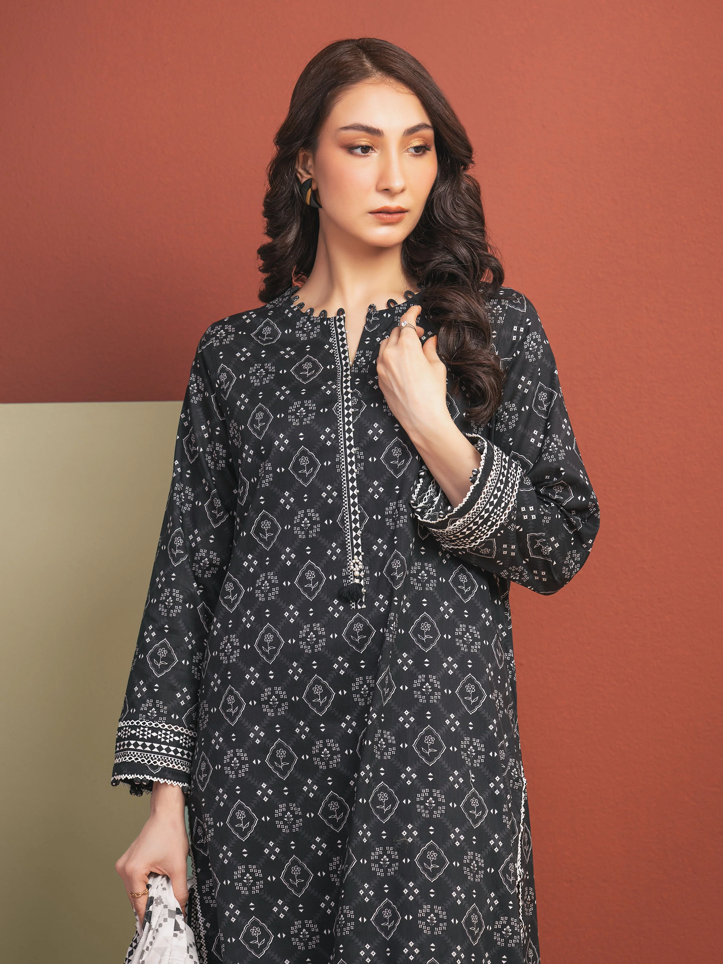 Printed Lawn Suit - EWU5A1-35306-3P - Image 2