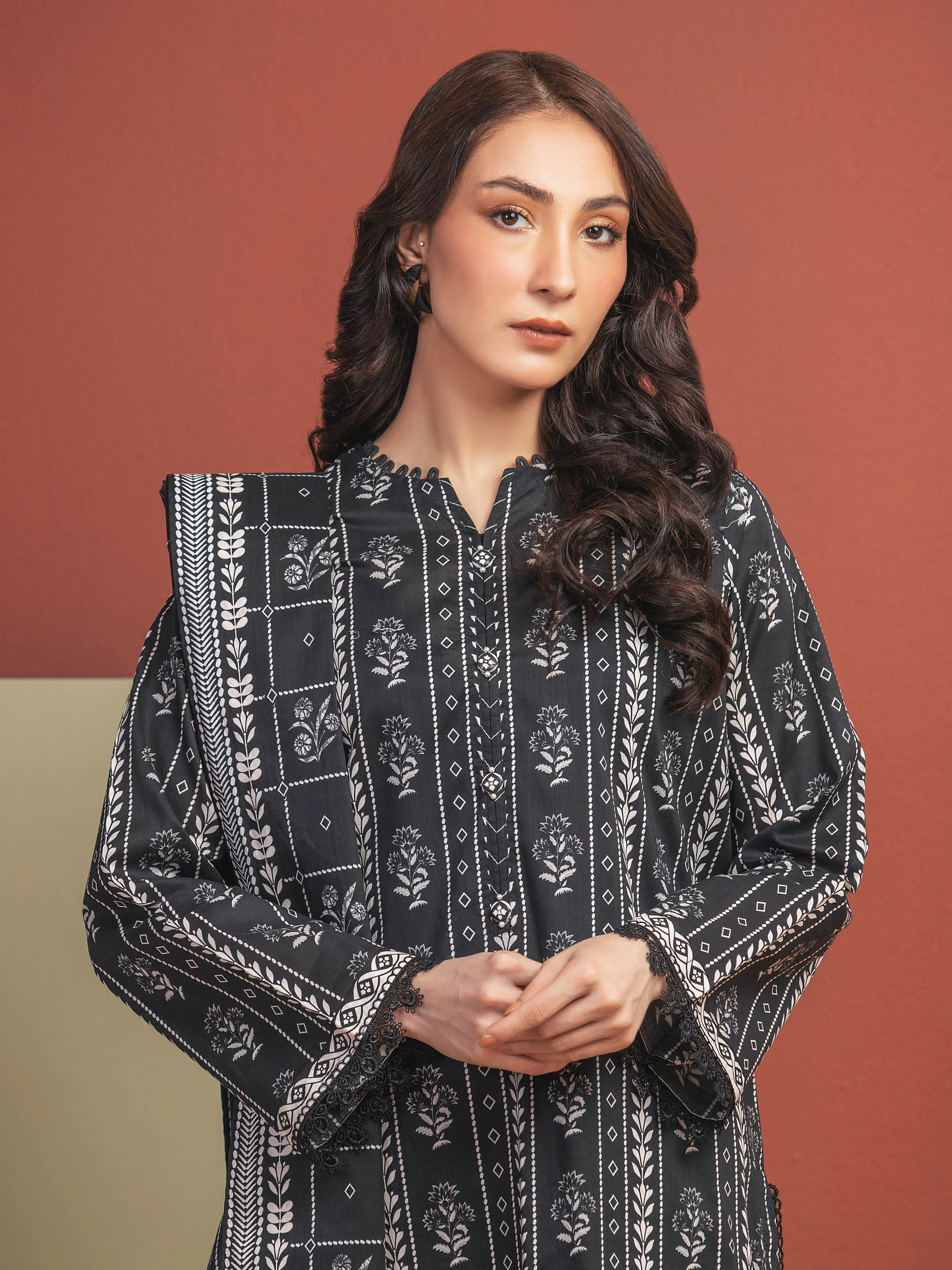 Printed Lawn Suit - EWU5A1-35311-3P - Image 3