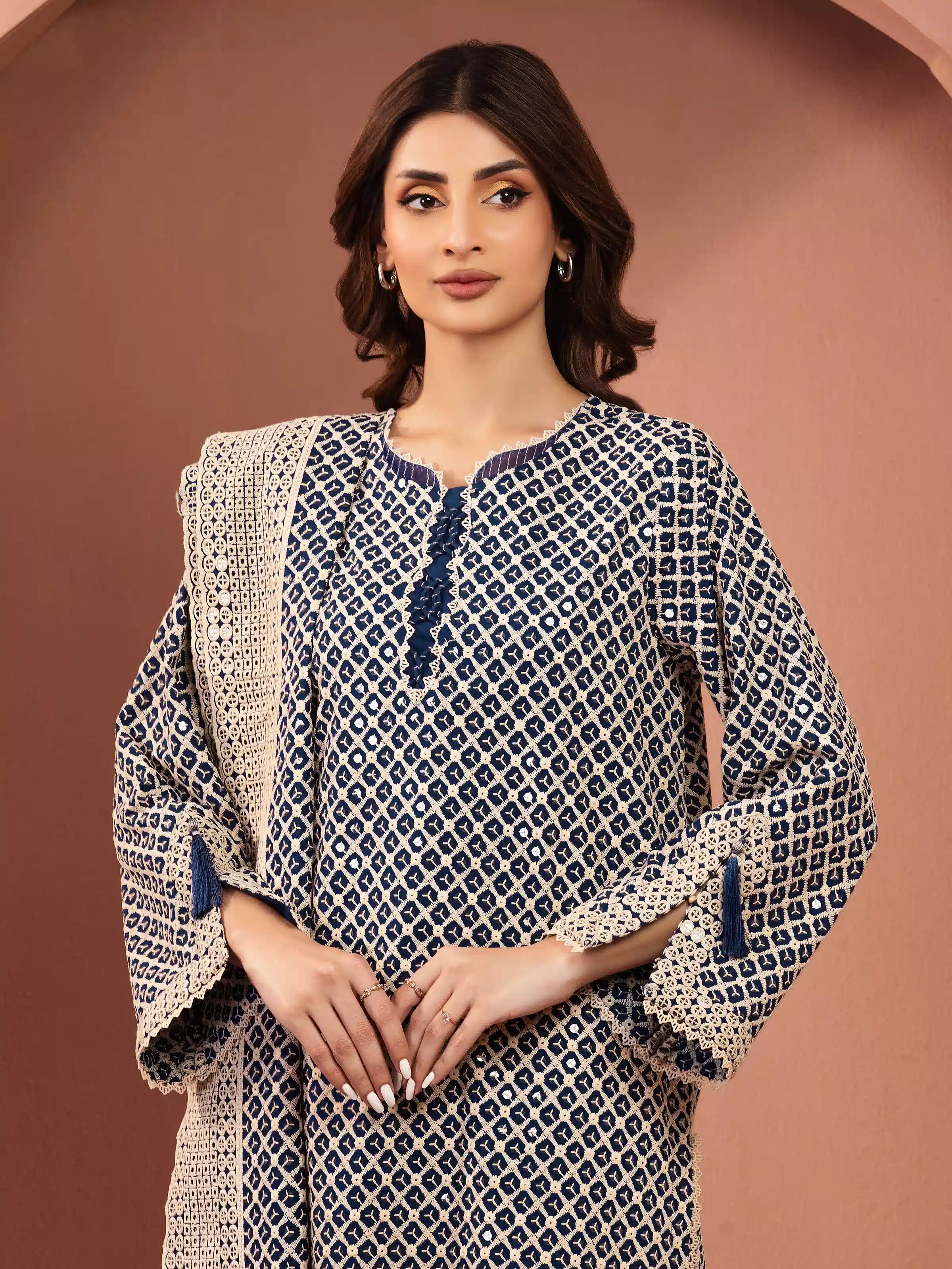 Embroidered Cambric Suit - EWU5V2-31840-3P - Image 2