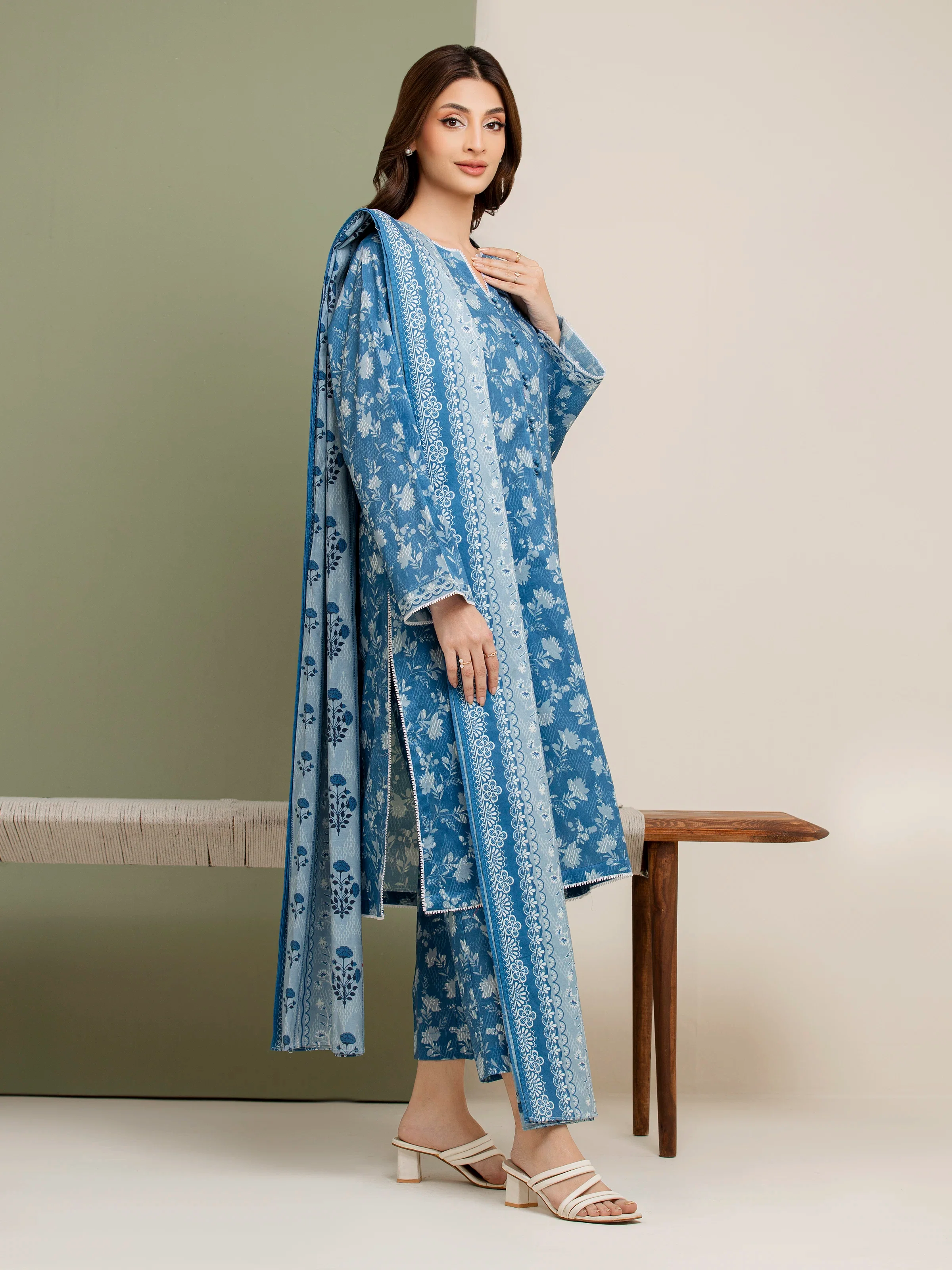 Printed Lawn Suit - EWU5A1-35088-3P - Image 3