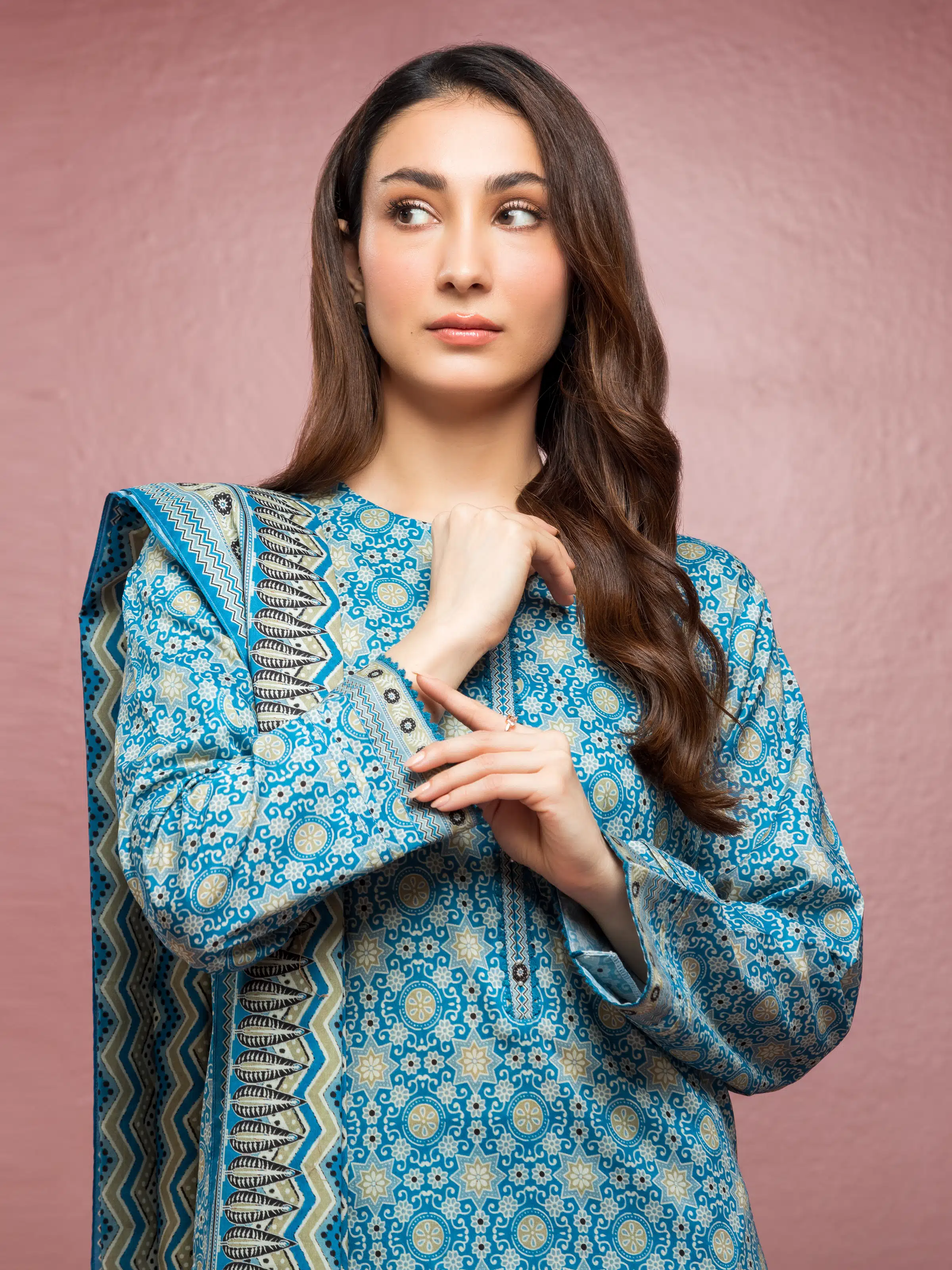 Printed Lawn Suit - EWU5A1-35109-3P - Image 4