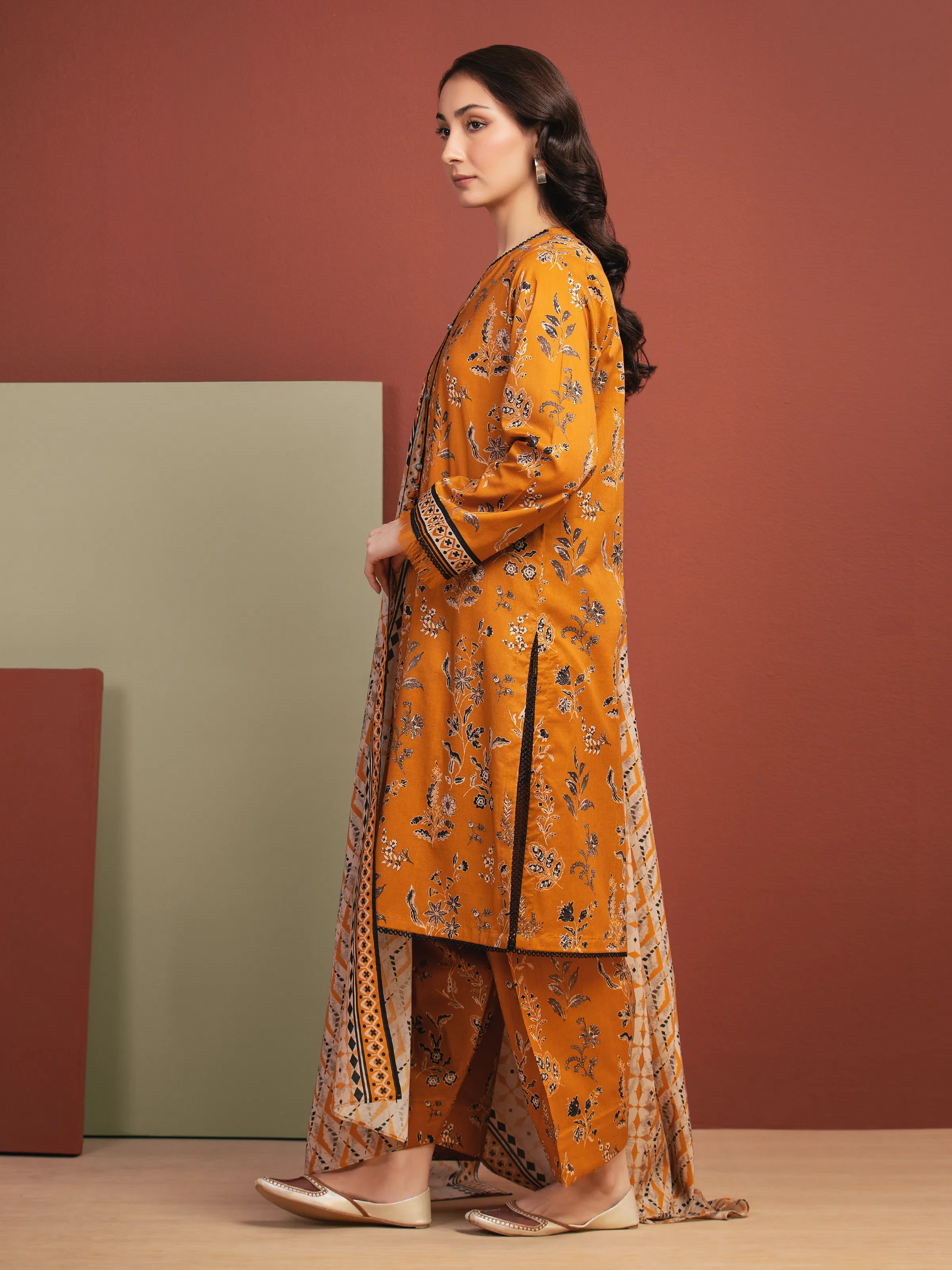 Printed Lawn Suit - EWU5A1-35320-3P - Image 3