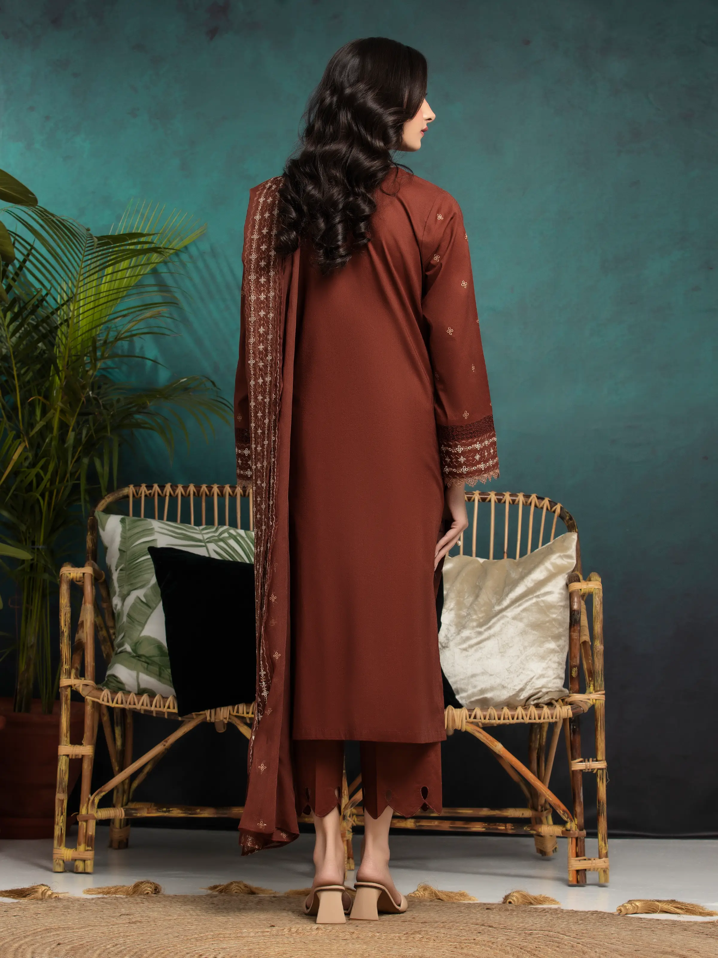 Embroidered Cambric Suit - EWU5V2-31023-3P - Image 2