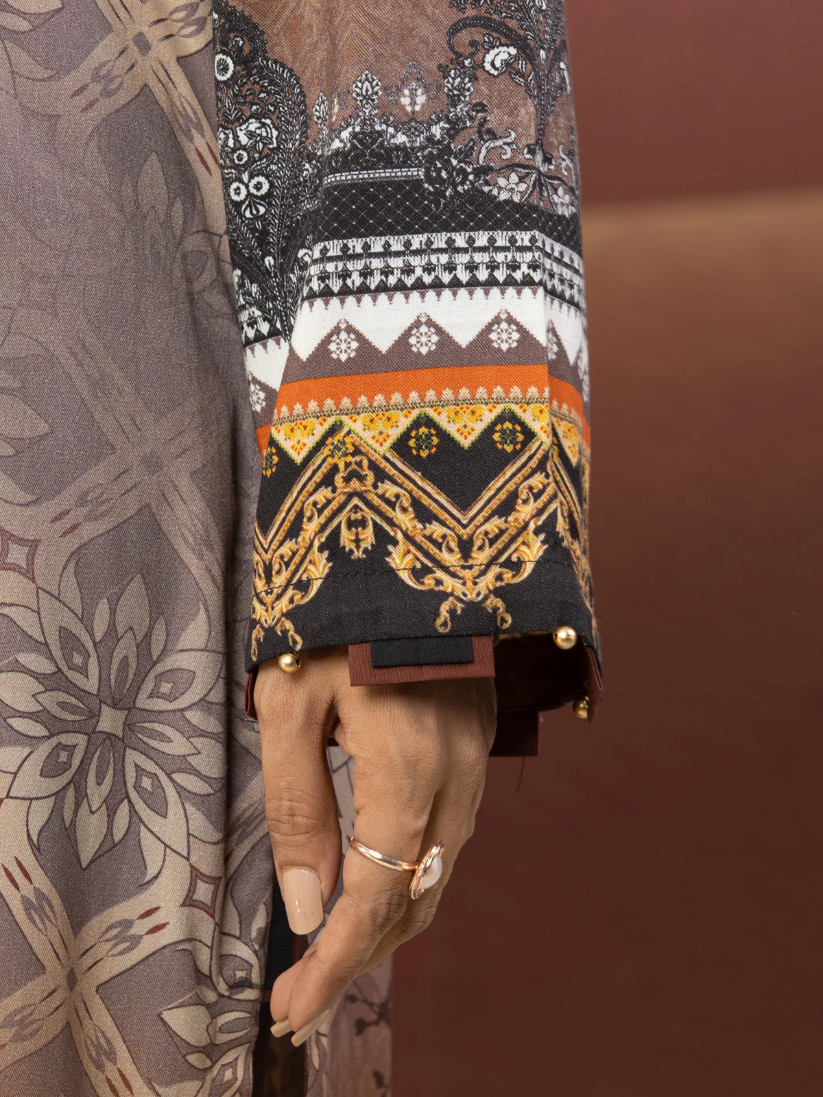 Embroidered Crepe Shirt Trouser - EWU22V10-25019ST - Image 2
