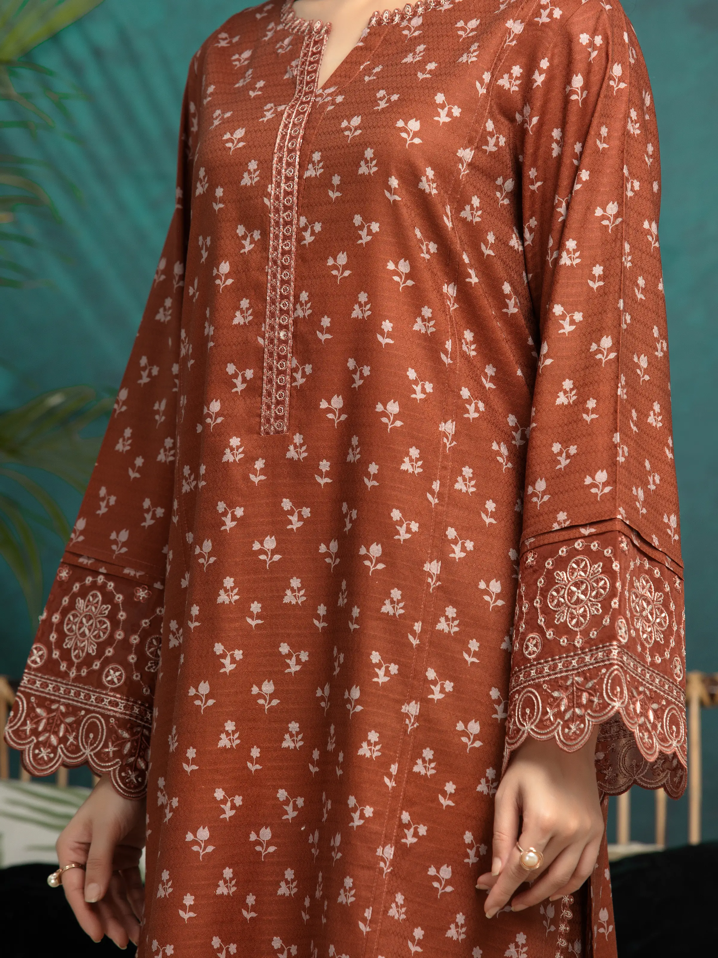 Embroidered Dobby Suit - EWU5V7-30366-3P - Image 2