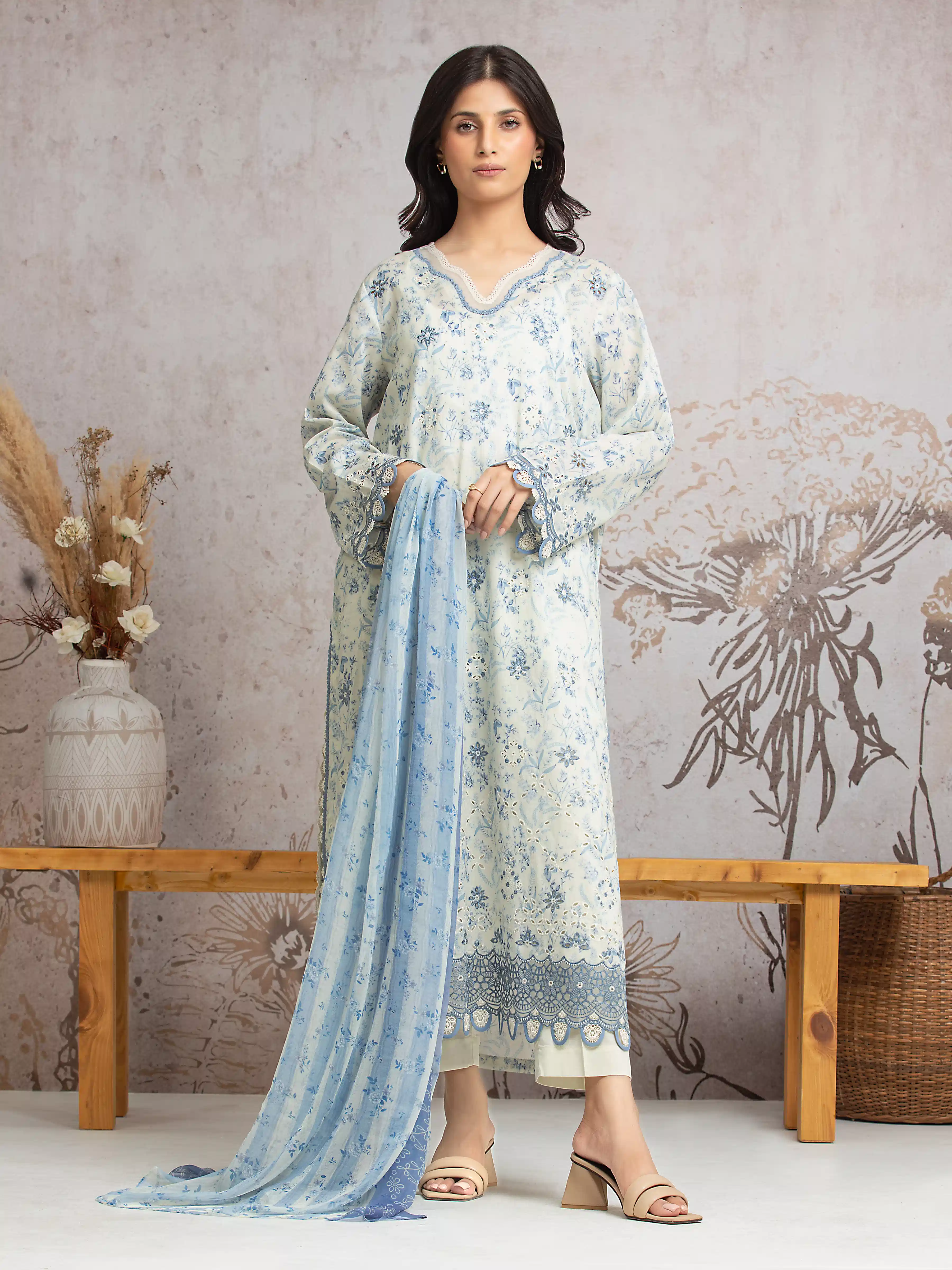 Embroidered Cambric Suit - EWU24V2-30031-3P
