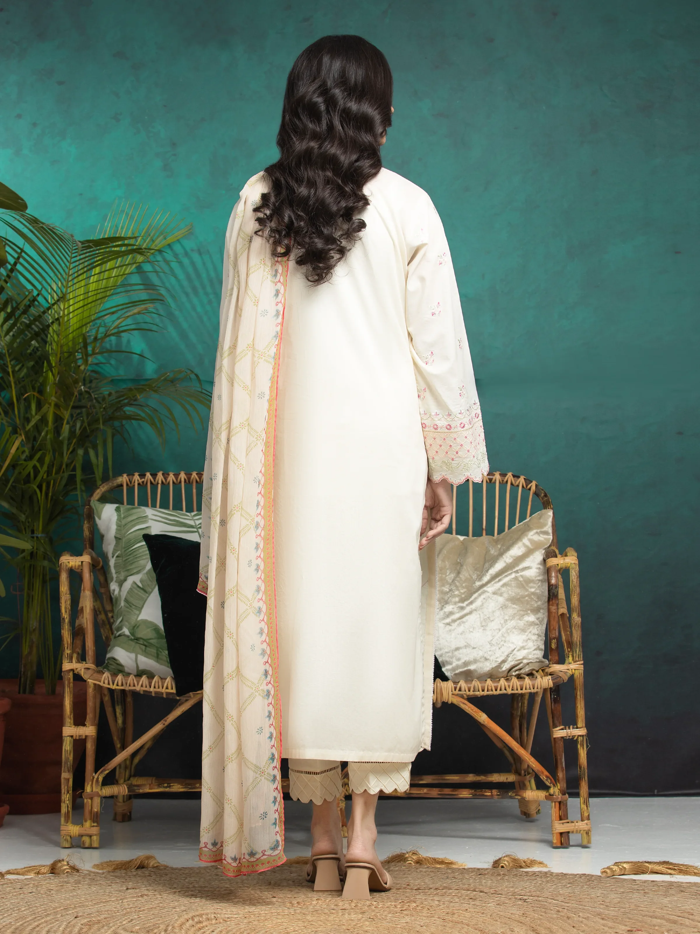 Embroidered Cambric Suit - EWU24V2-31012-3P - Image 4
