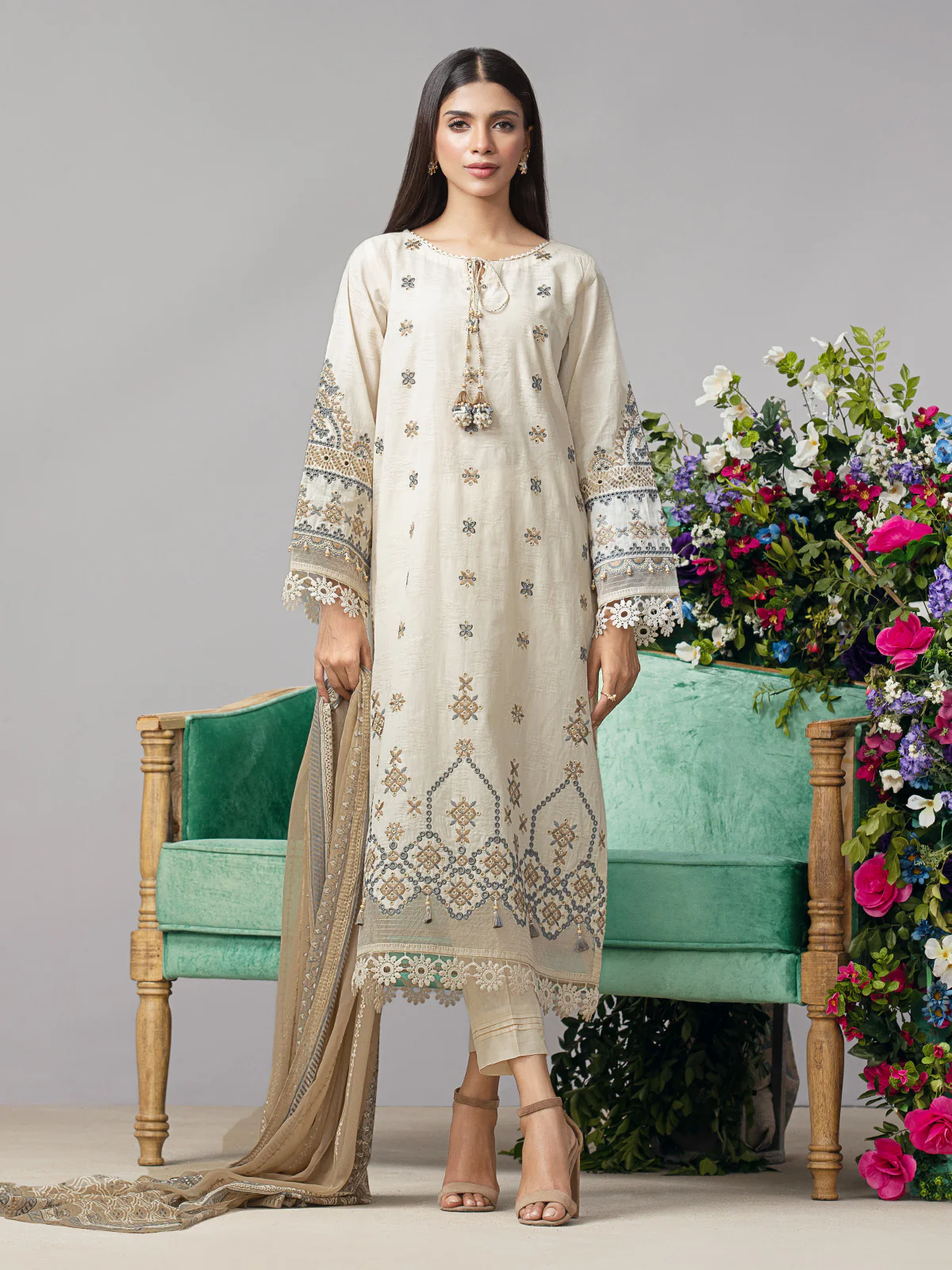 Embroidered Dobby Suit - EWU23V7-26743-3P - Image 6