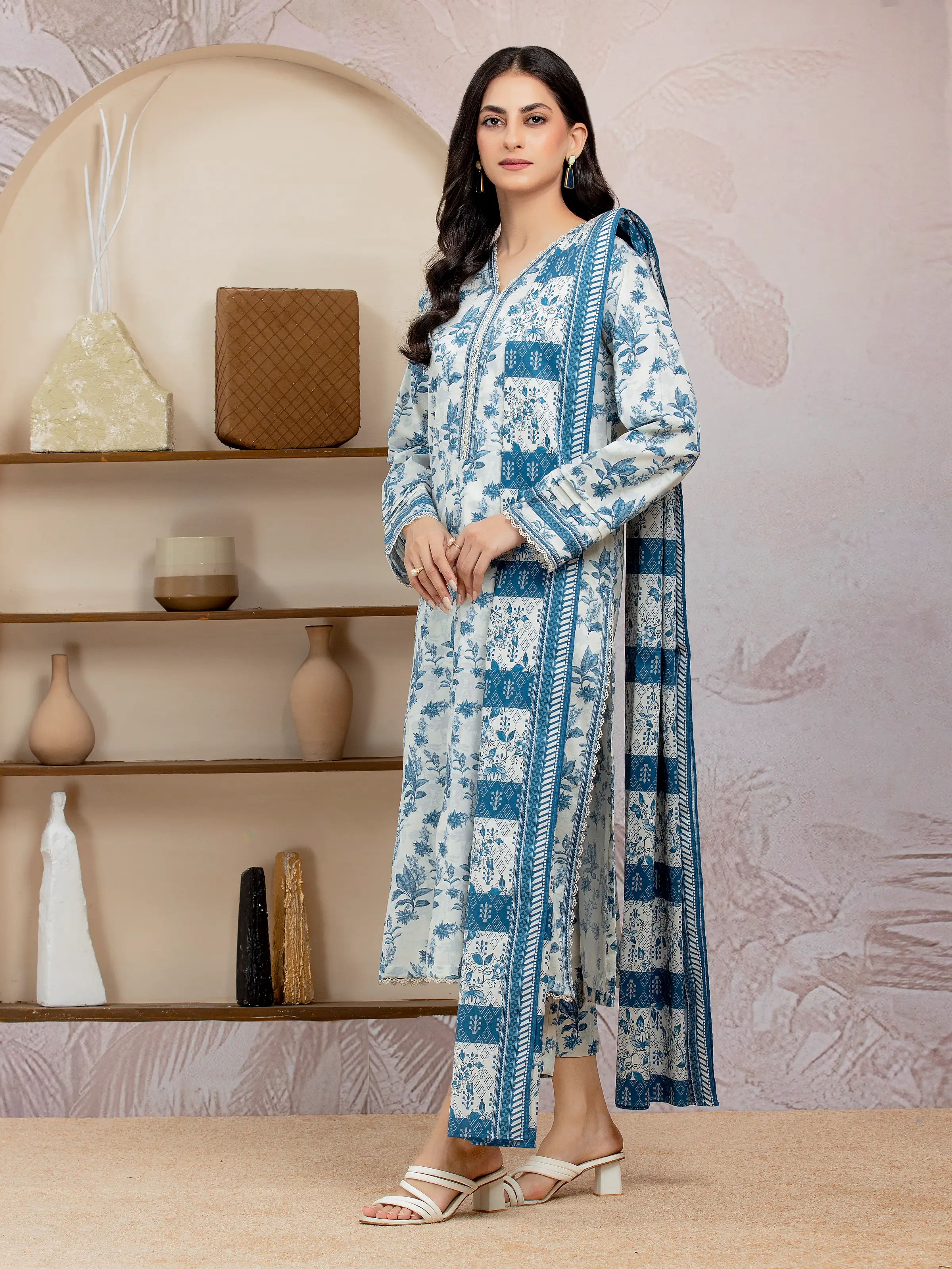 Printed Lawn Suit - EWU5A1-35019-3P - Image 3
