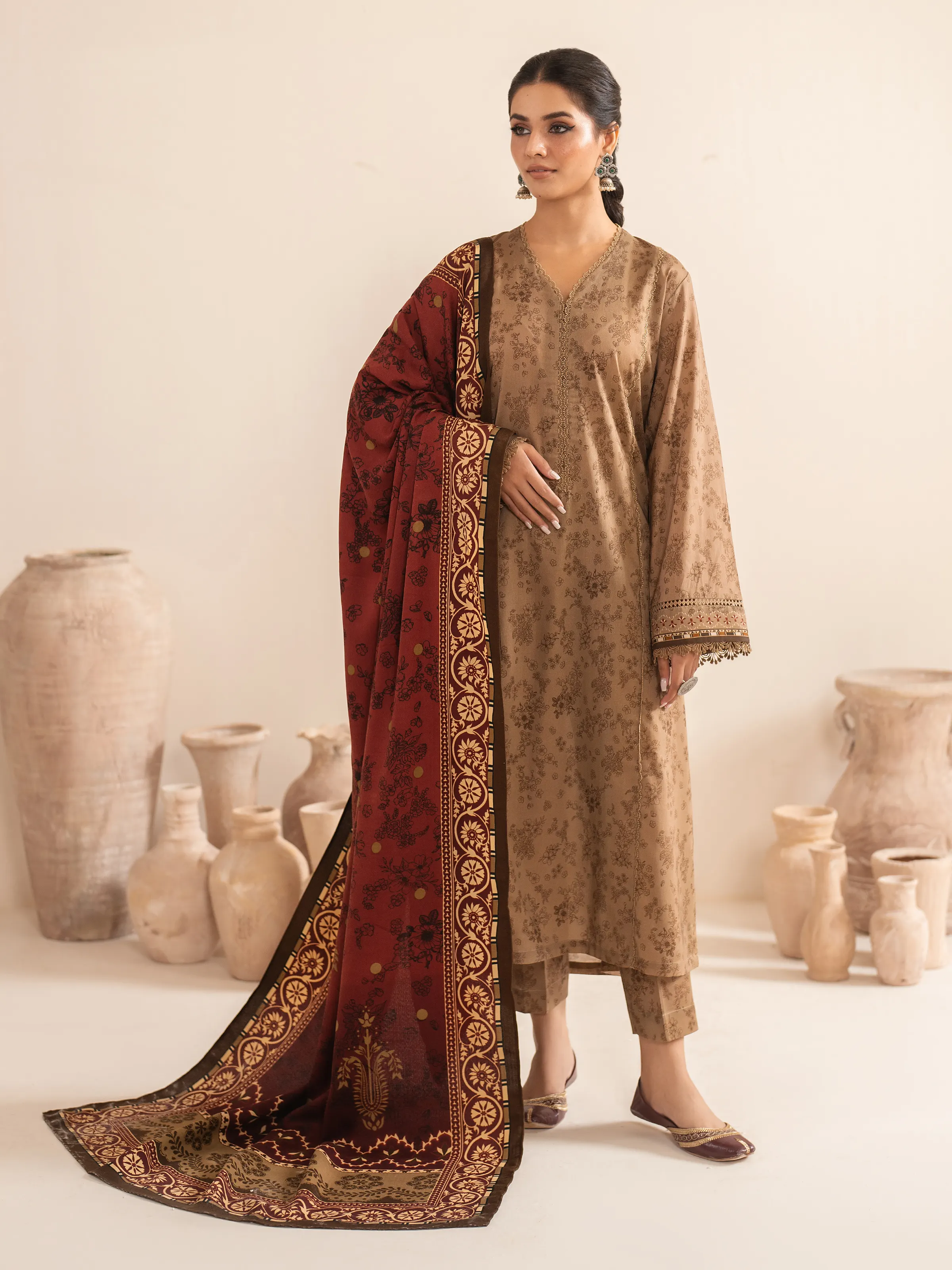 Printed Khaddar Suit - EWU24M3-073