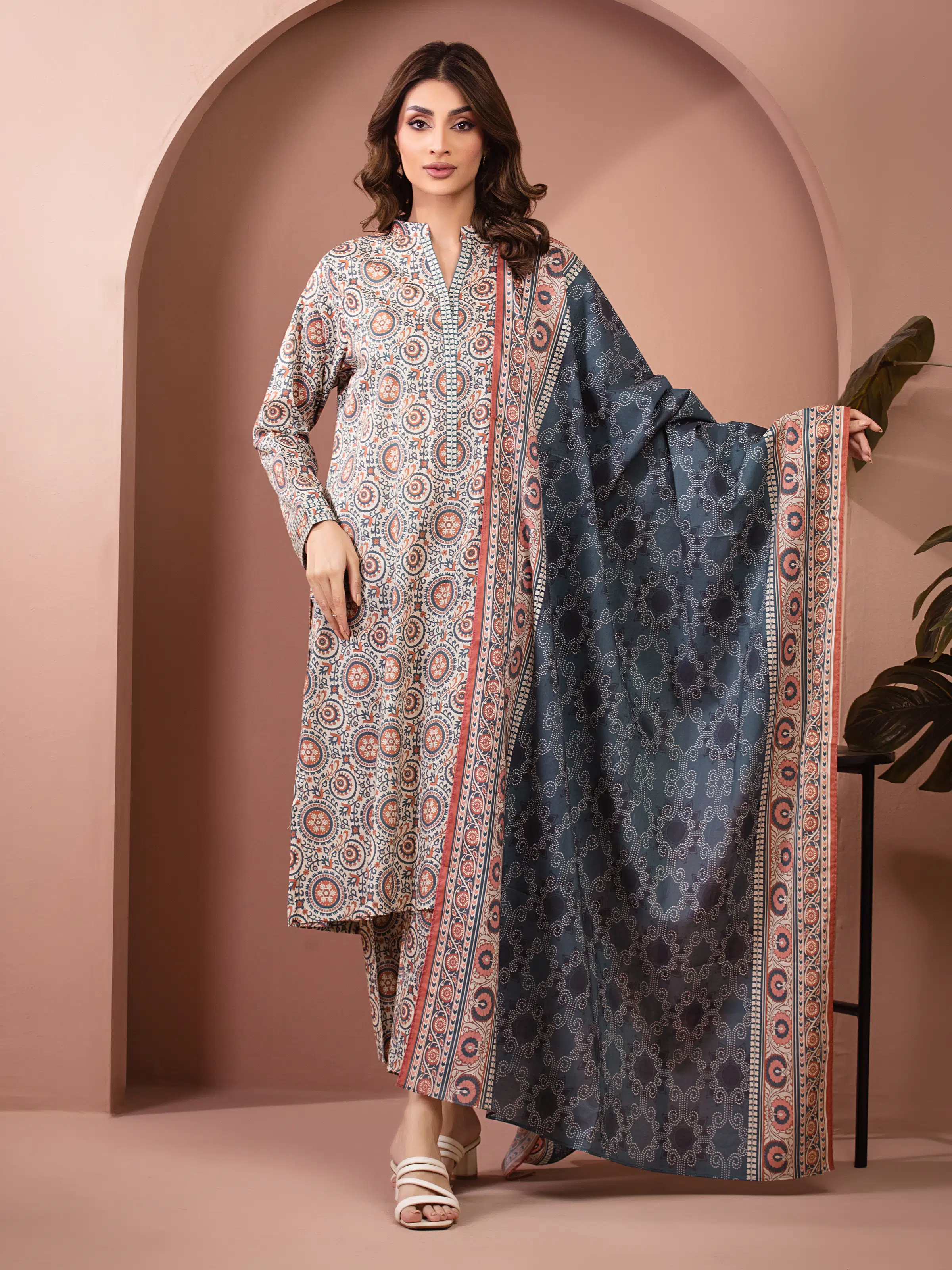 Printed Lawn Suit - EWU5A1-35256-3P