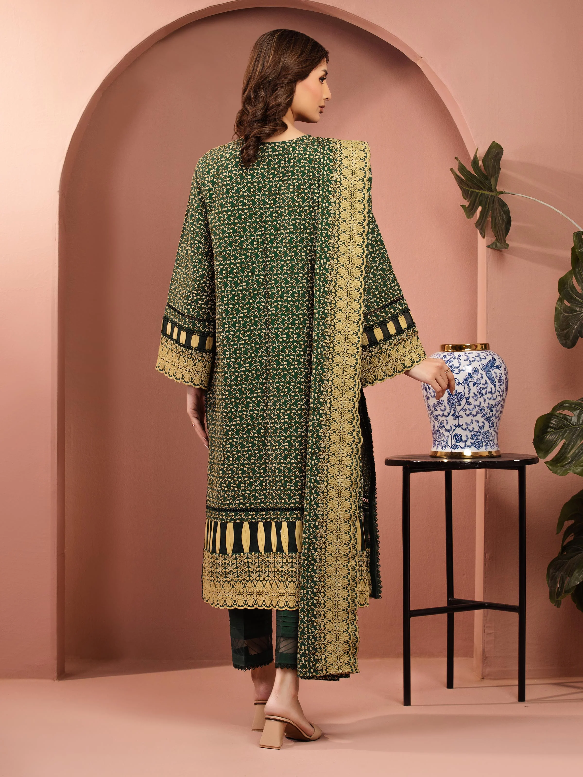 Embroidered Cambric Suit - EWU5V2-31835-3P - Image 5