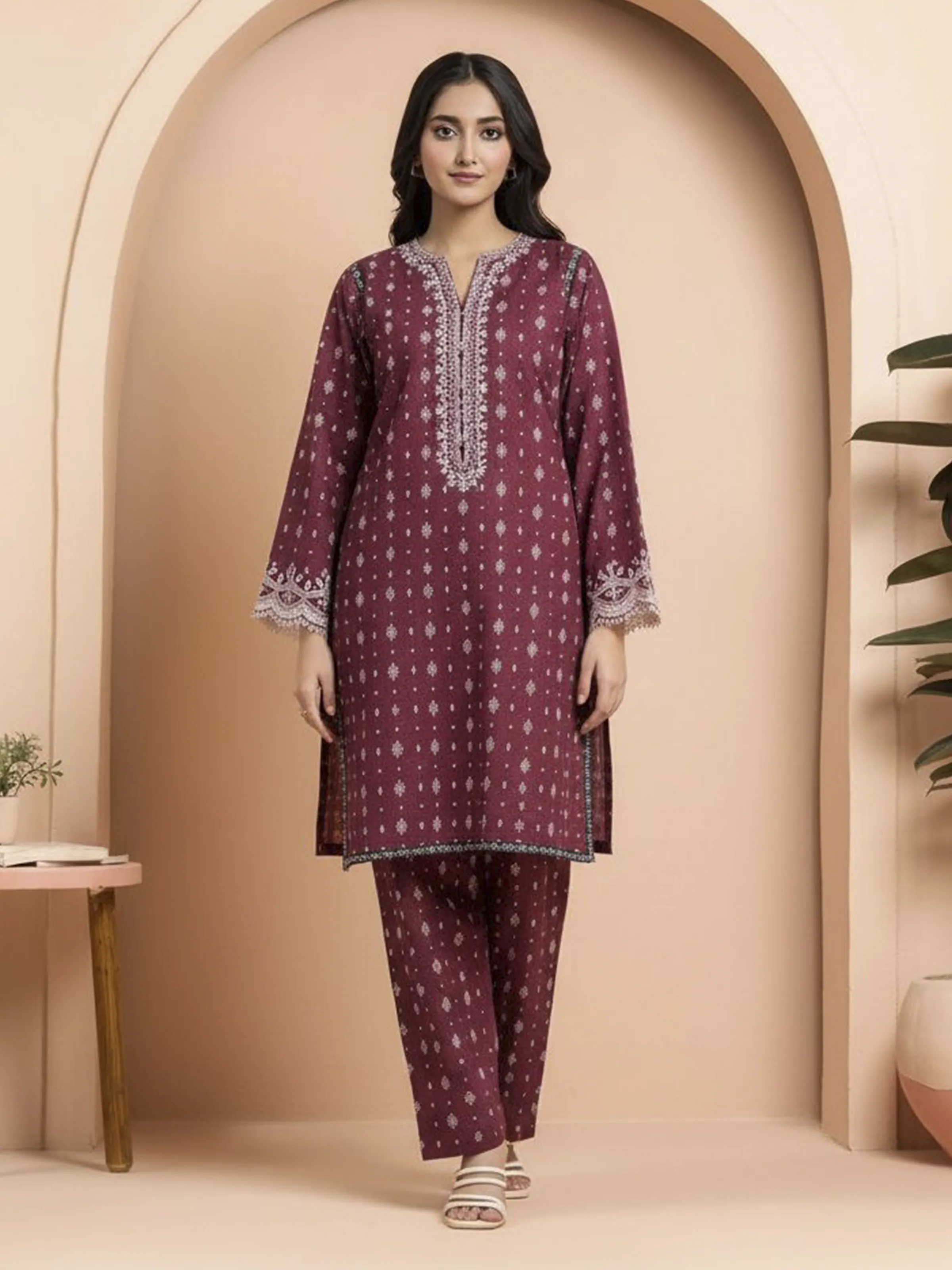 Embroidered Marina Twill Shirt Trouser - EWU24V14-30188ST