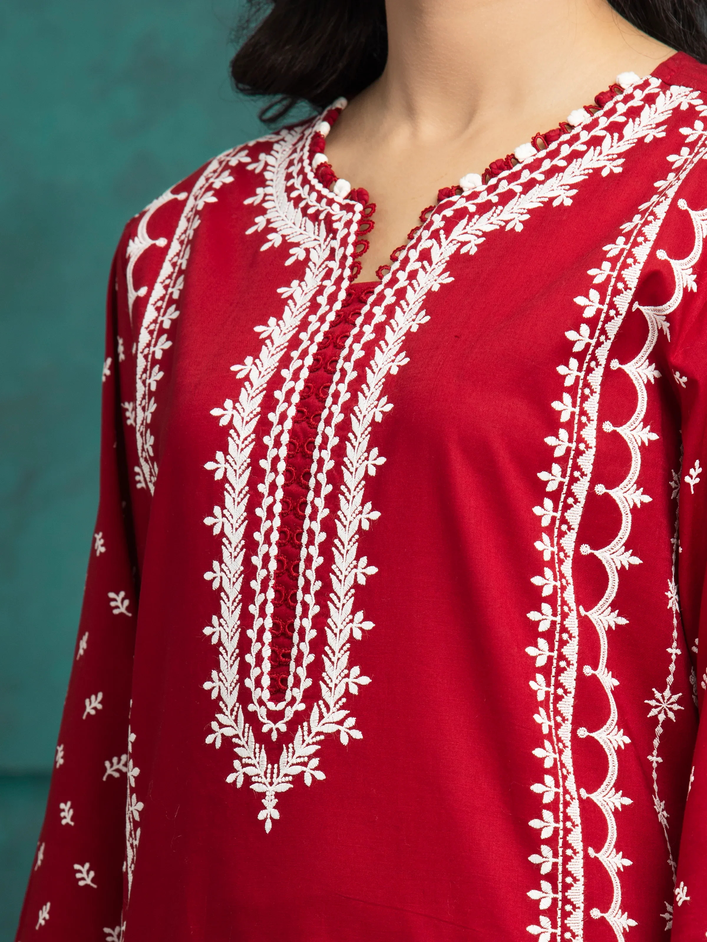 Embroidered Cambric Suit - EWU5V2-31004-3P - Image 5