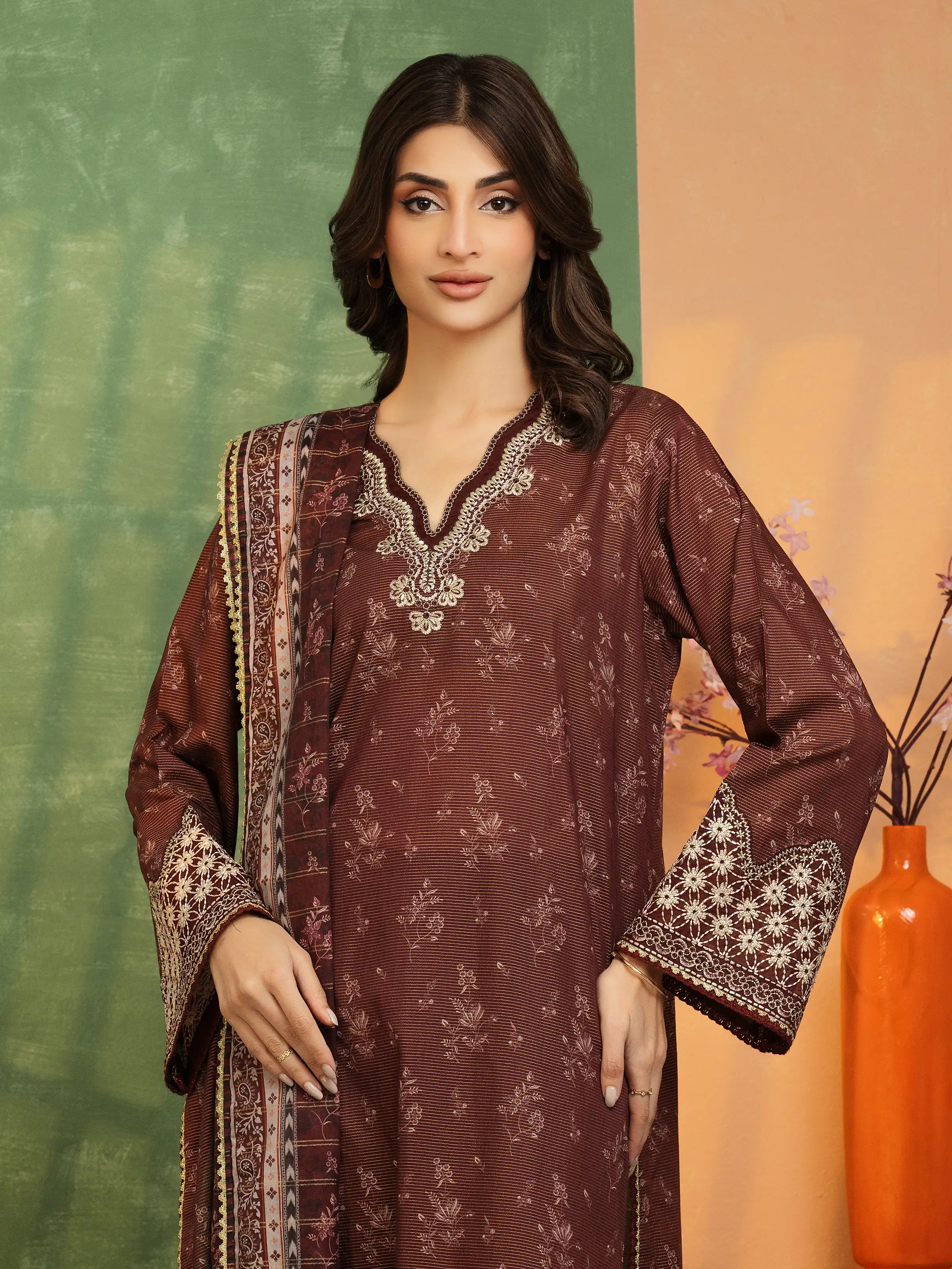 Embroidered Lawn Suit - EWU5V1-31198-3P - Image 2