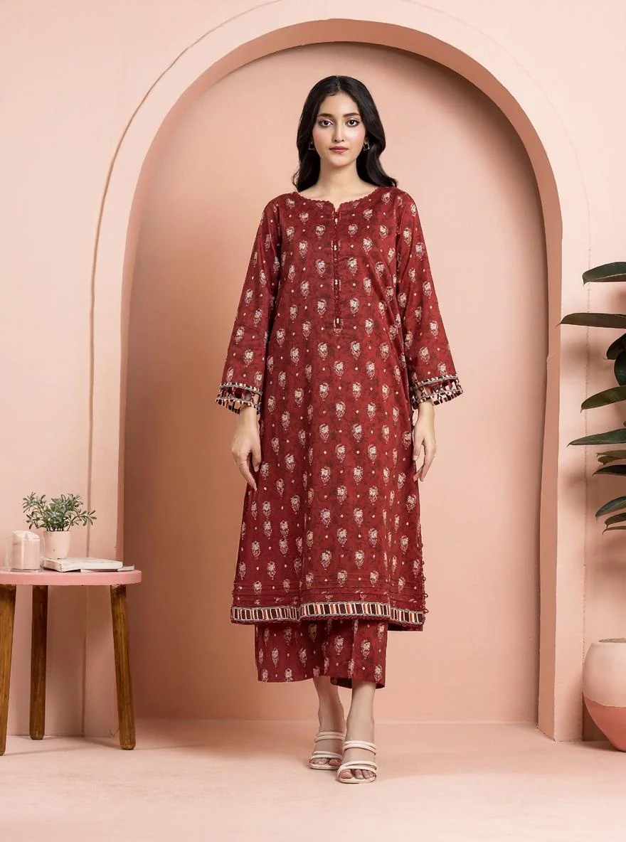 Printed Khaddar Shirt Trouser - EWU24M3-074ST