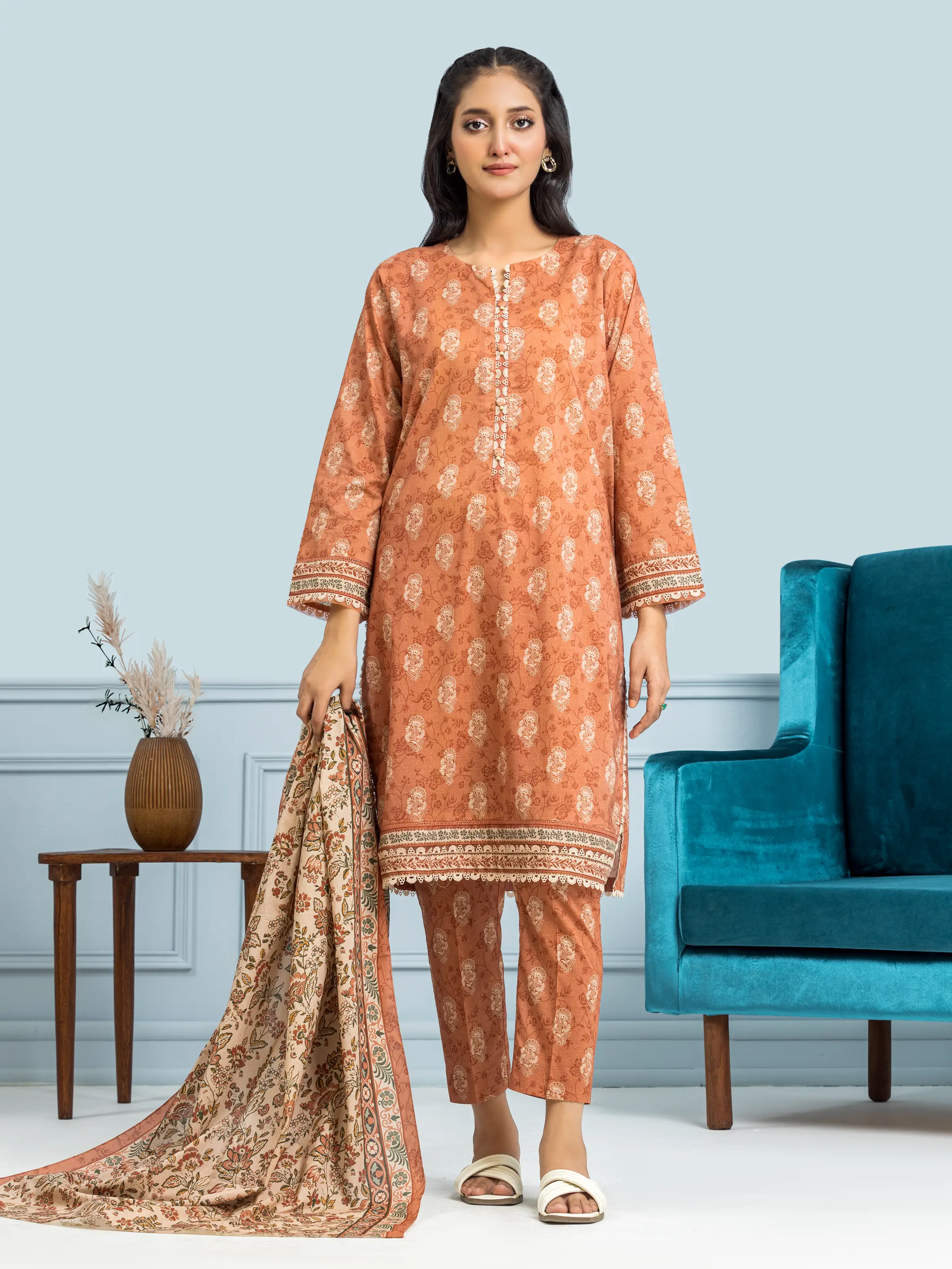 Printed Khaddar Suit - EWU24A3-29644-3P