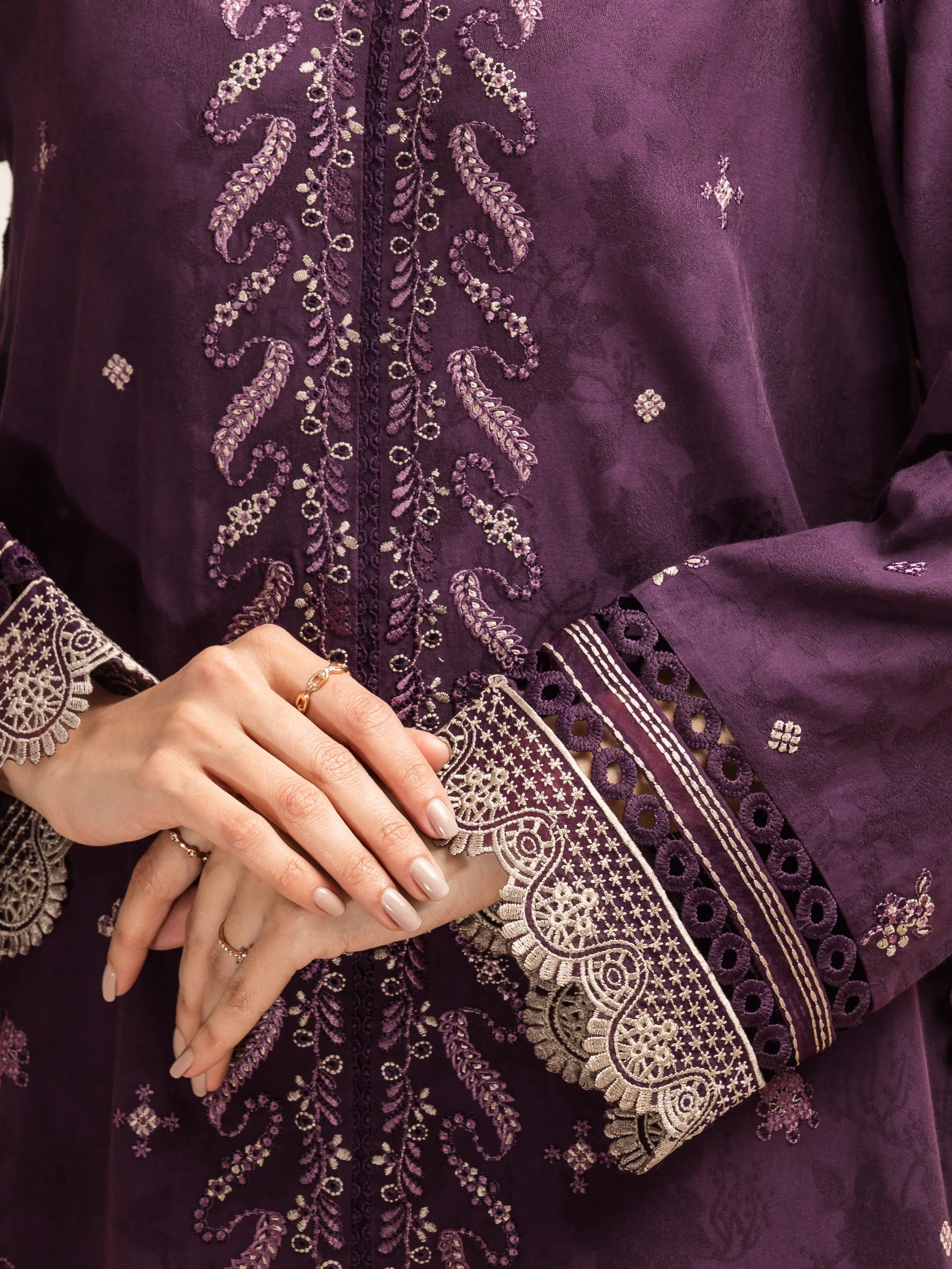 Embroidered Jacquard Suit - EWU5V3-31152-3P - Image 6